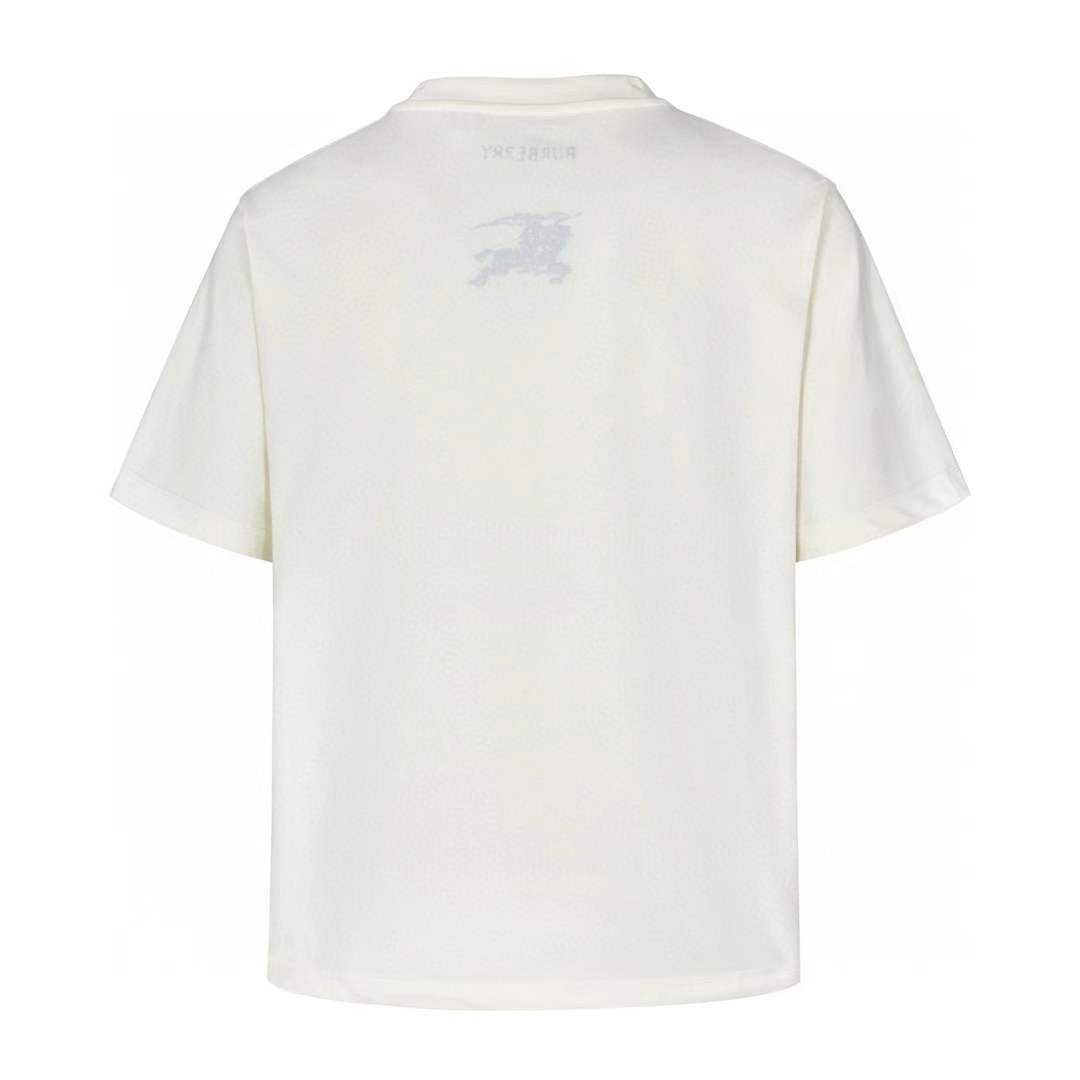 Burberry EKD cotton t-shirt in white with a blue signature Equestrian Knight motif