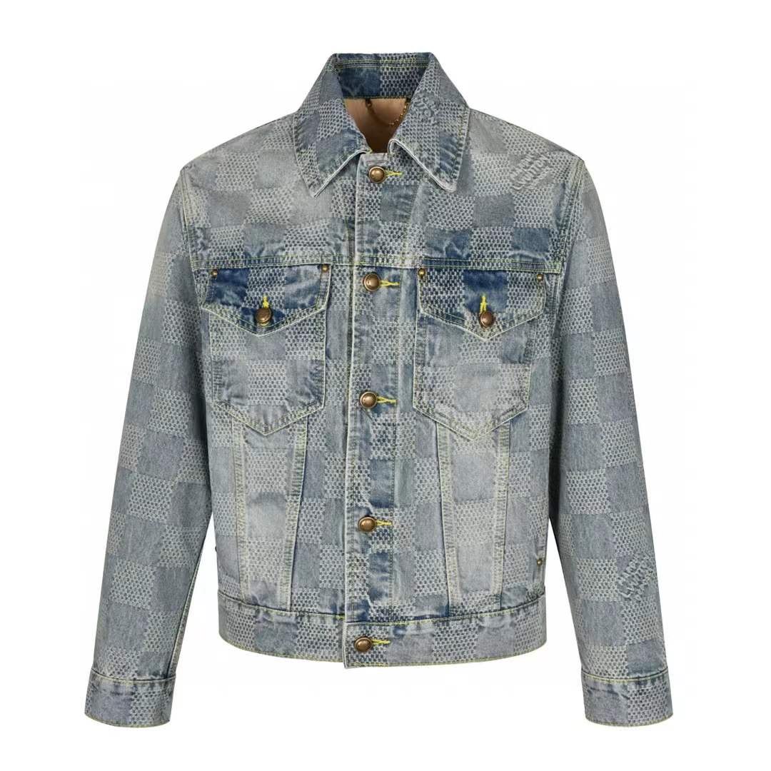 LV Damier Classic Denim Jacket in washed indigo denim
