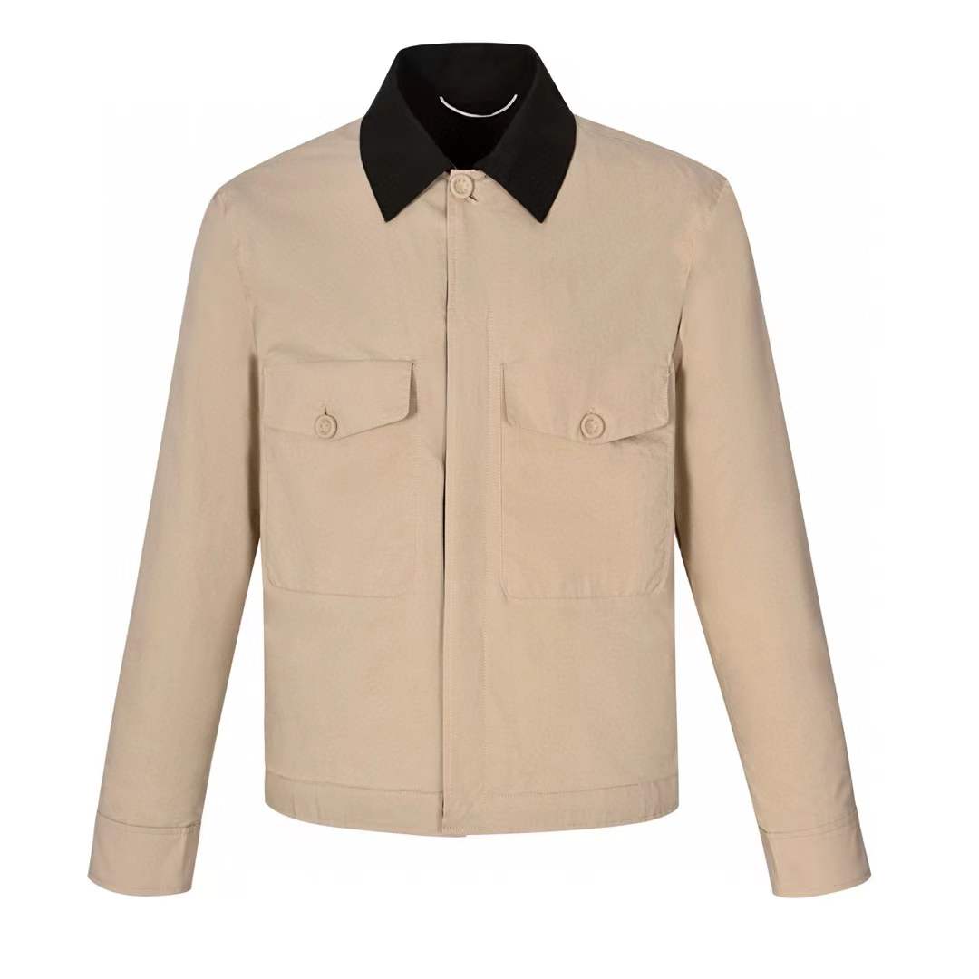 Dior Jacket with Contrasting spread collar beige cotton