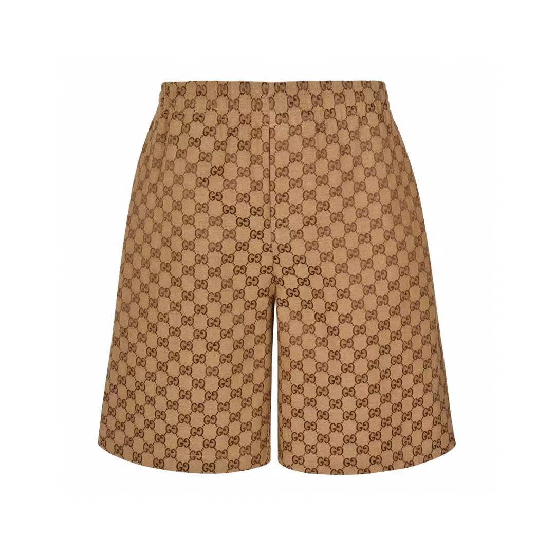 Gucci GG canvas monogram pattern beige and brown shorts