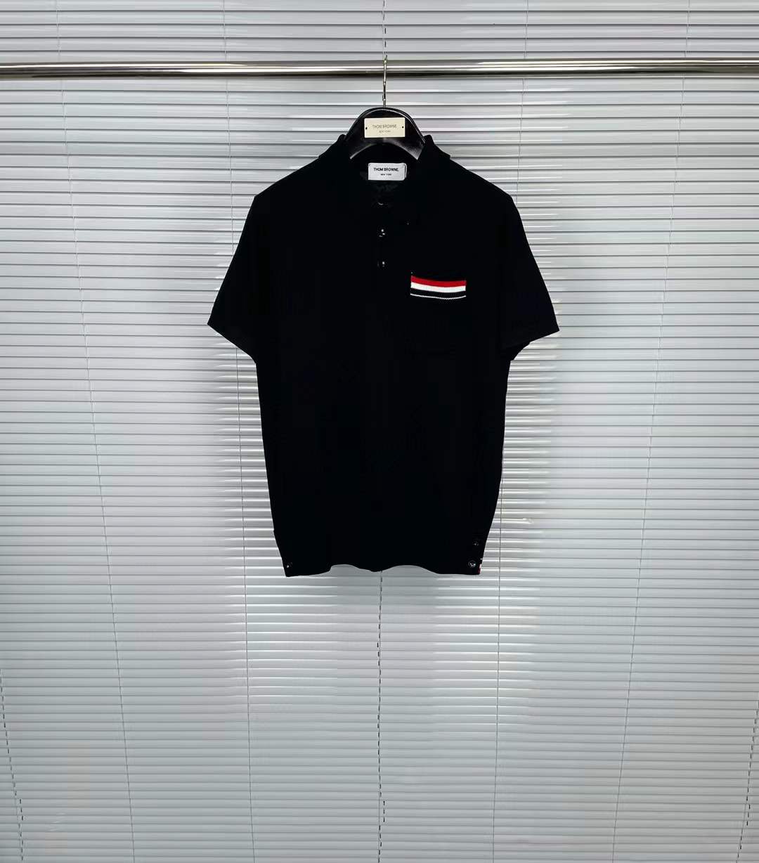 Thom Browne RWB-stripe cotton polo shirt with a patch pocket
