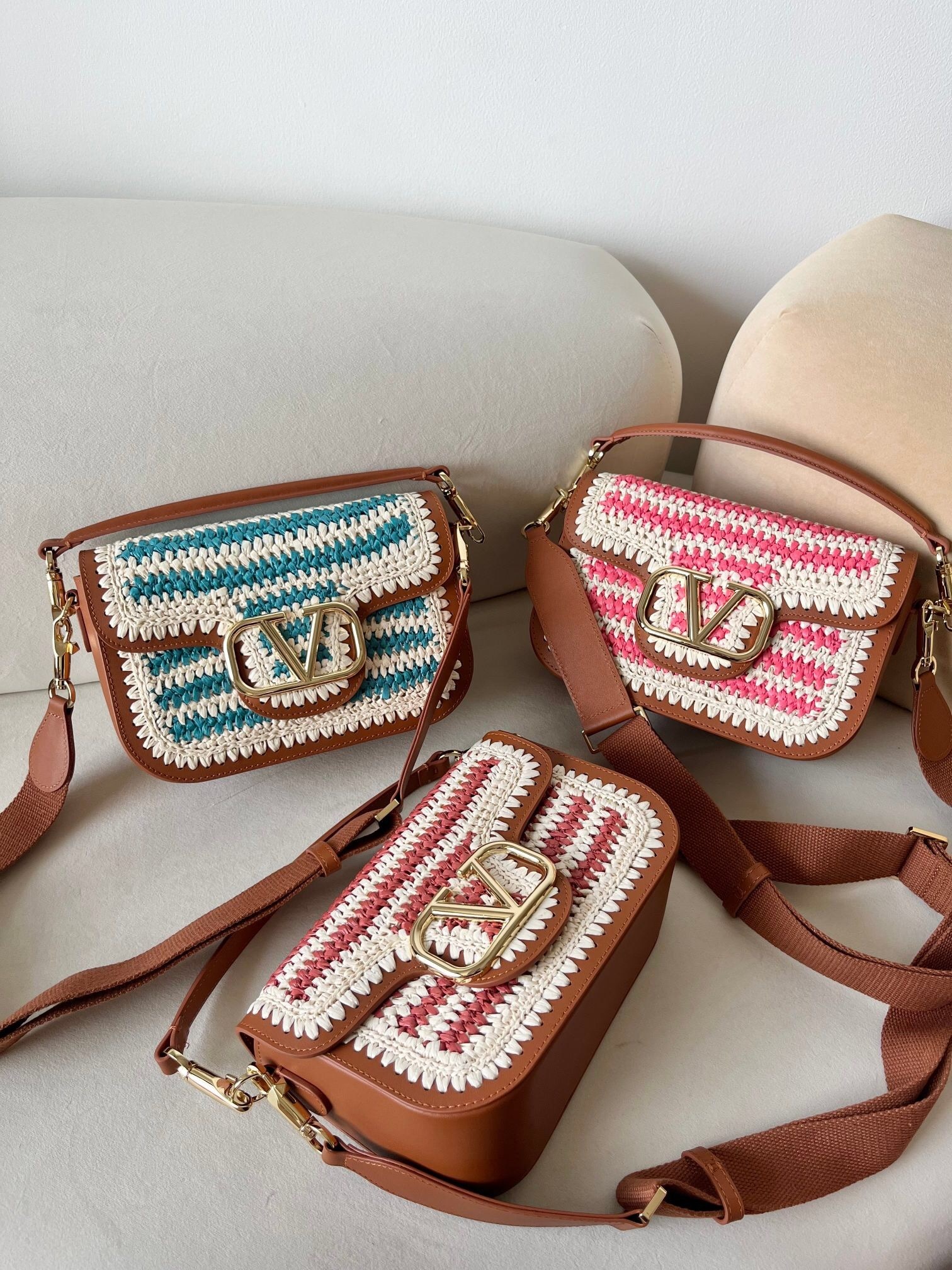 Valentino Garavani VLogo Signature crochet and leather shoulder bag