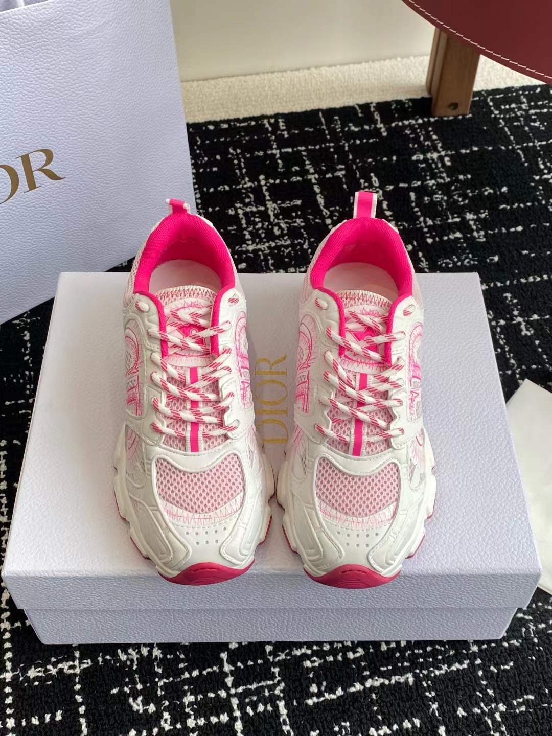 Dior Chrono sneakers in a white and hot pink colorway