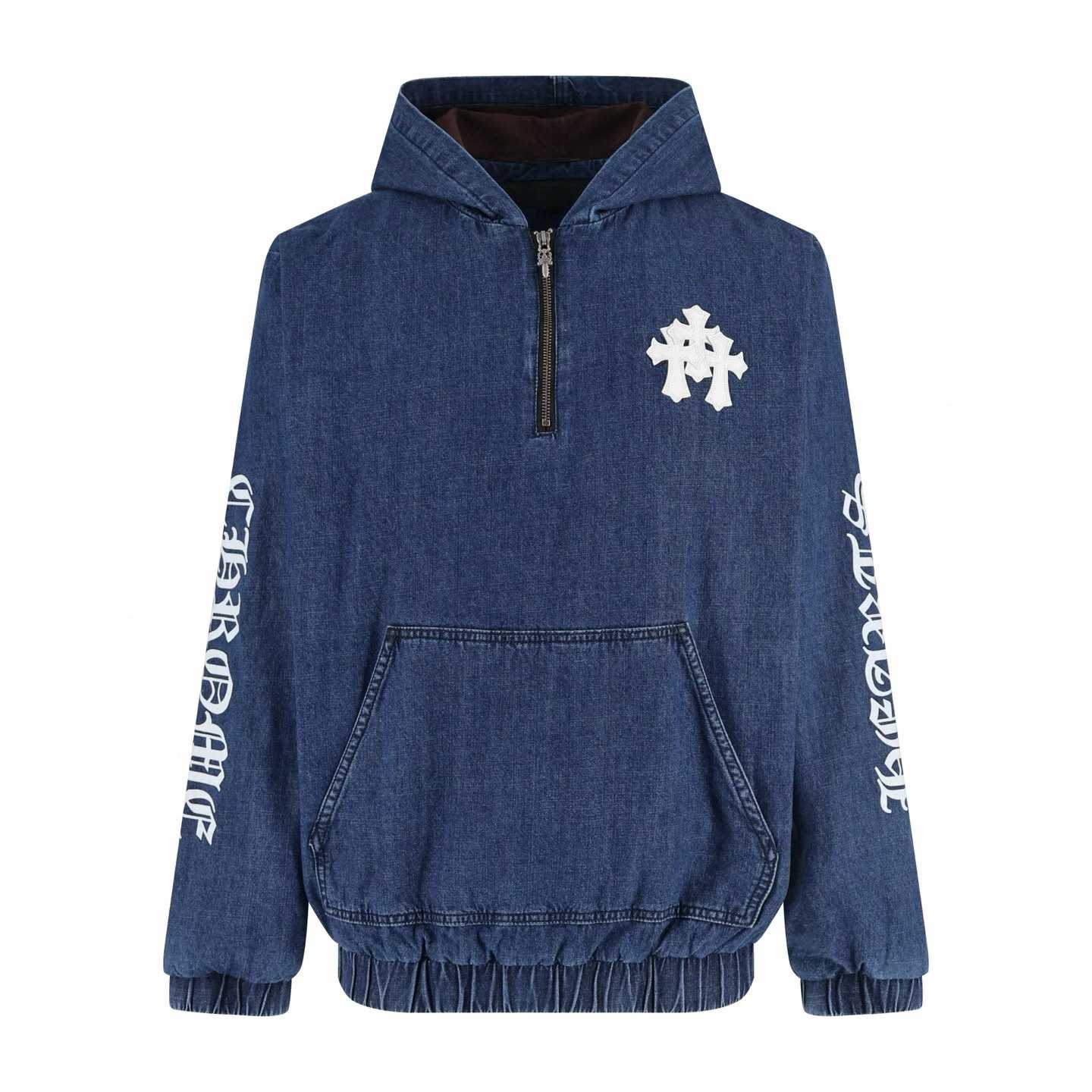 Chrome Hearts Ruckus Hooded Denim Cross Patch Jacket