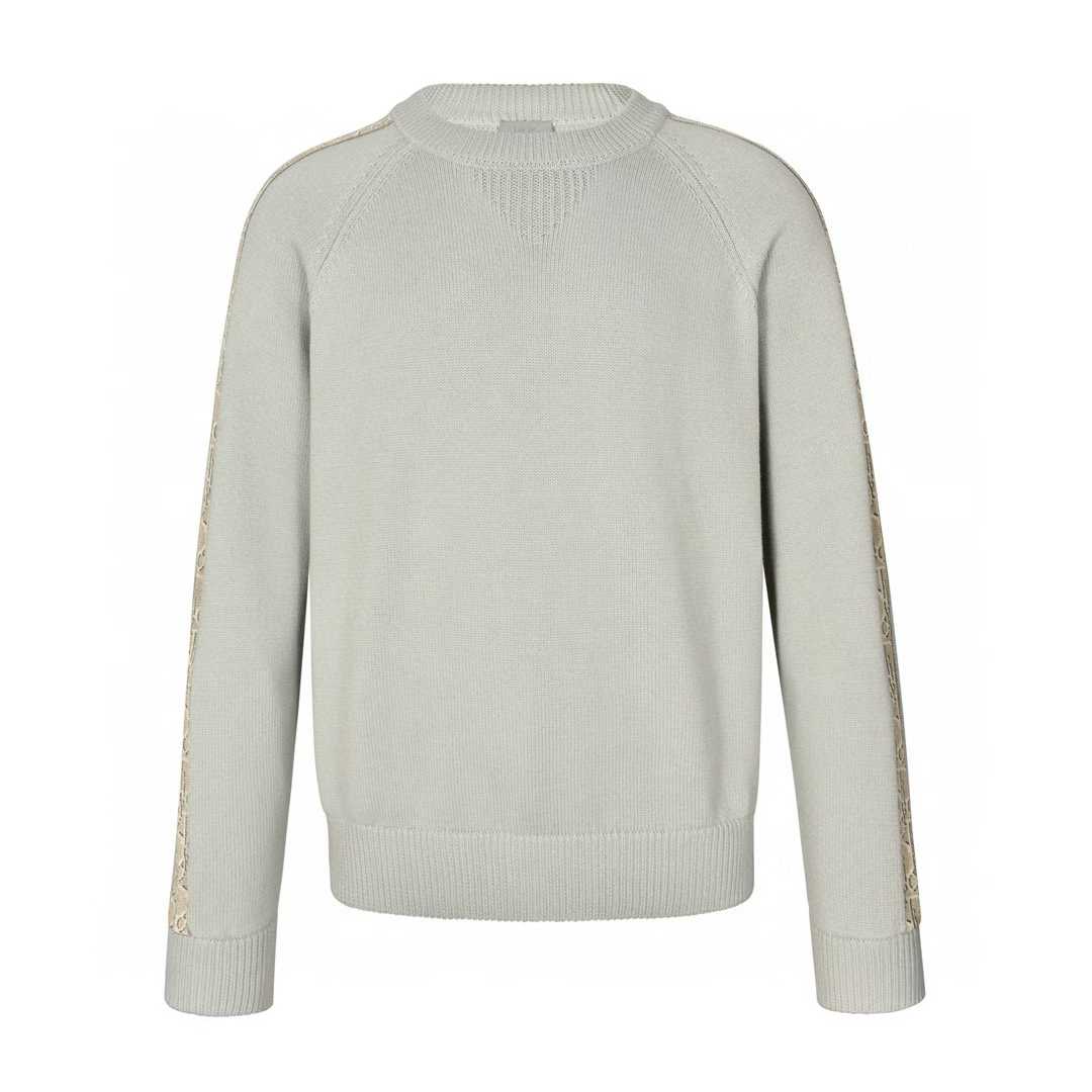 Dior Oblique Sweater in a gray cotton-blend jacquard material