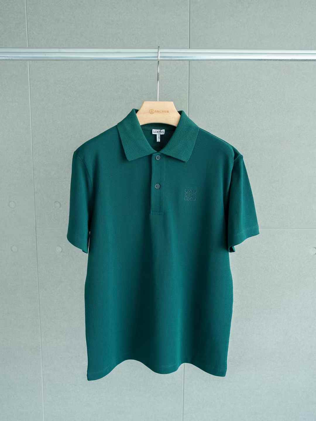 loewe Men Short Sleeve Basic Polo in dark green