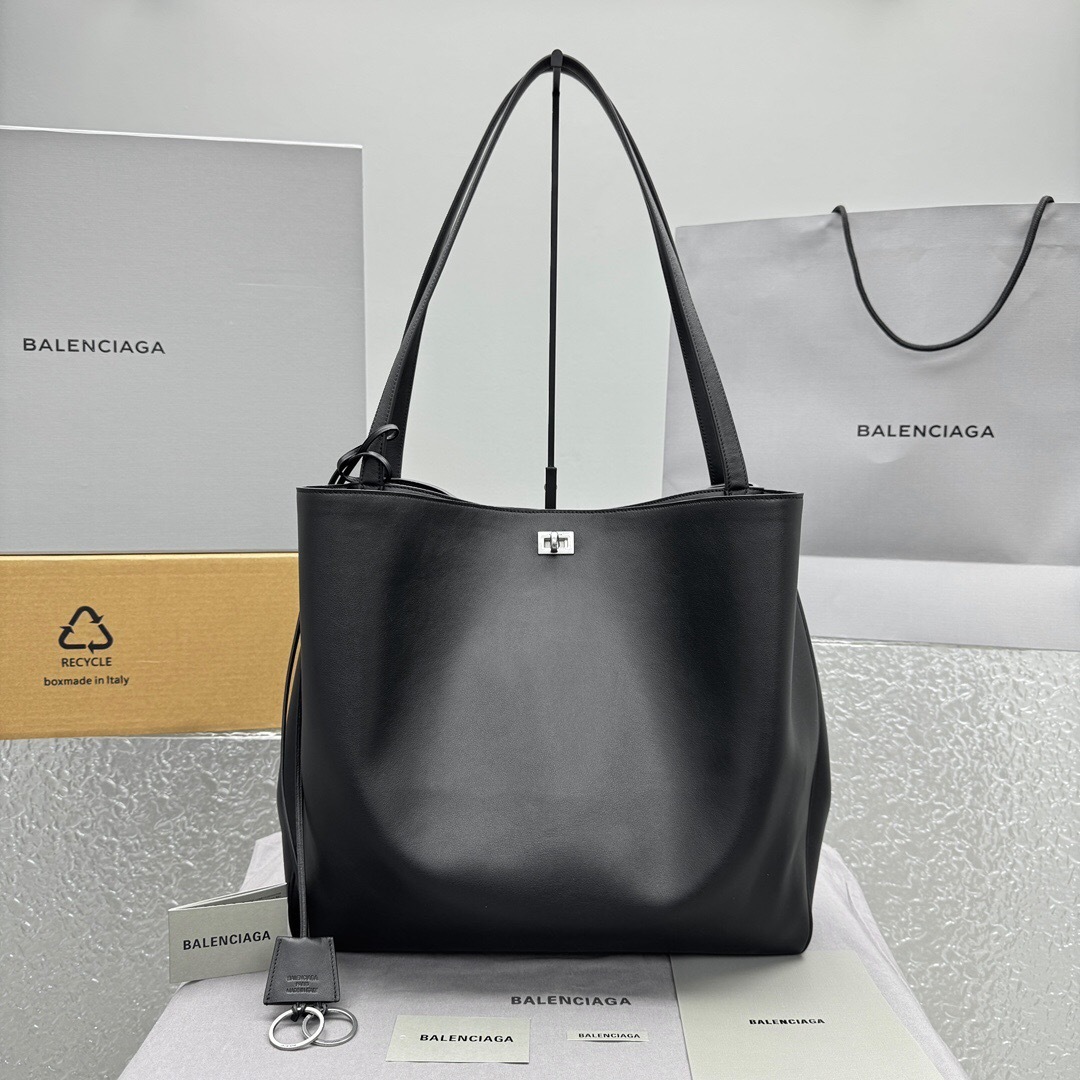 Balenciaga Rodeo North-South black leather tote bag