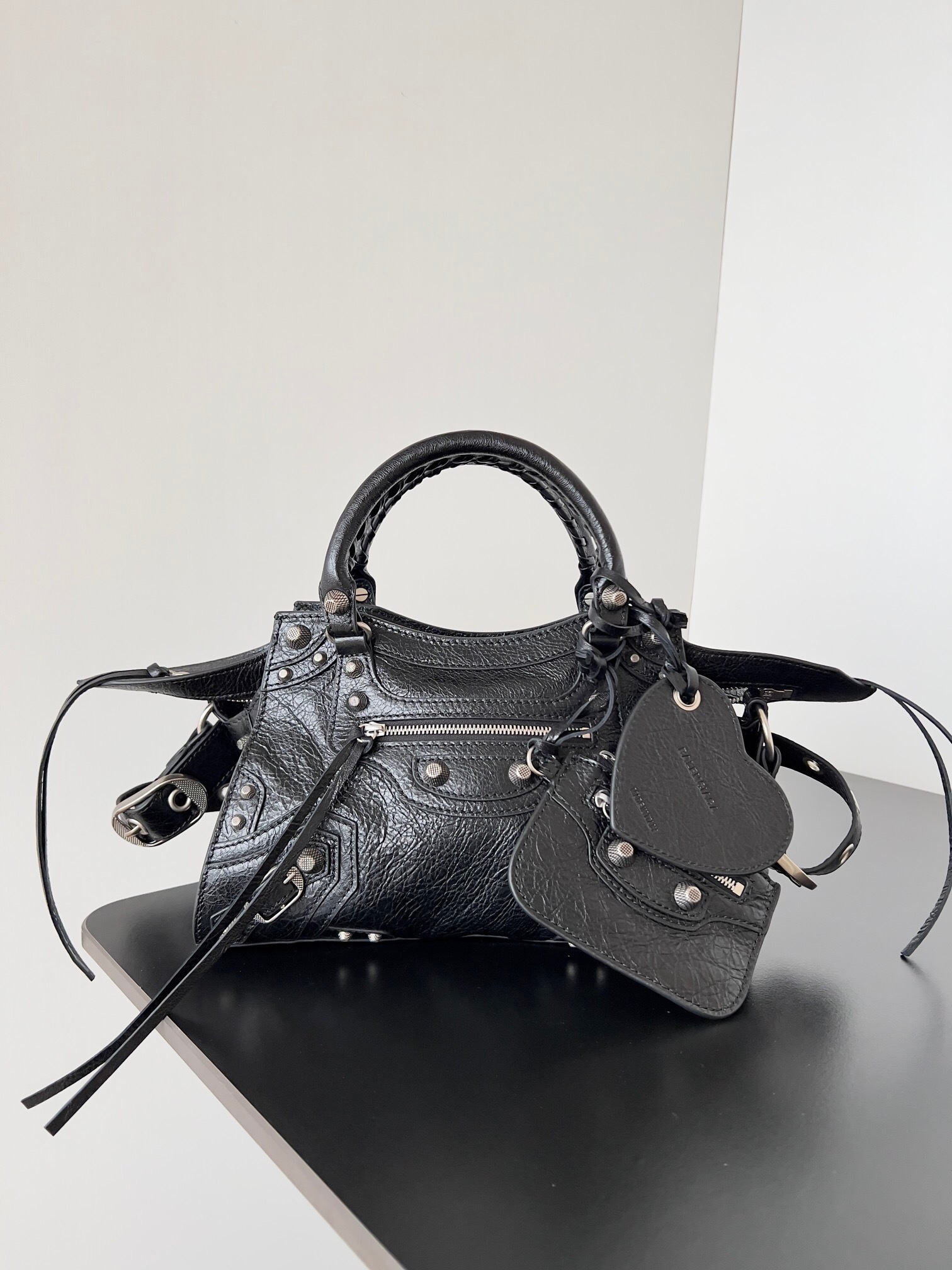 Balenciaga Neo Cagole City handbag XS in black lambskin leather