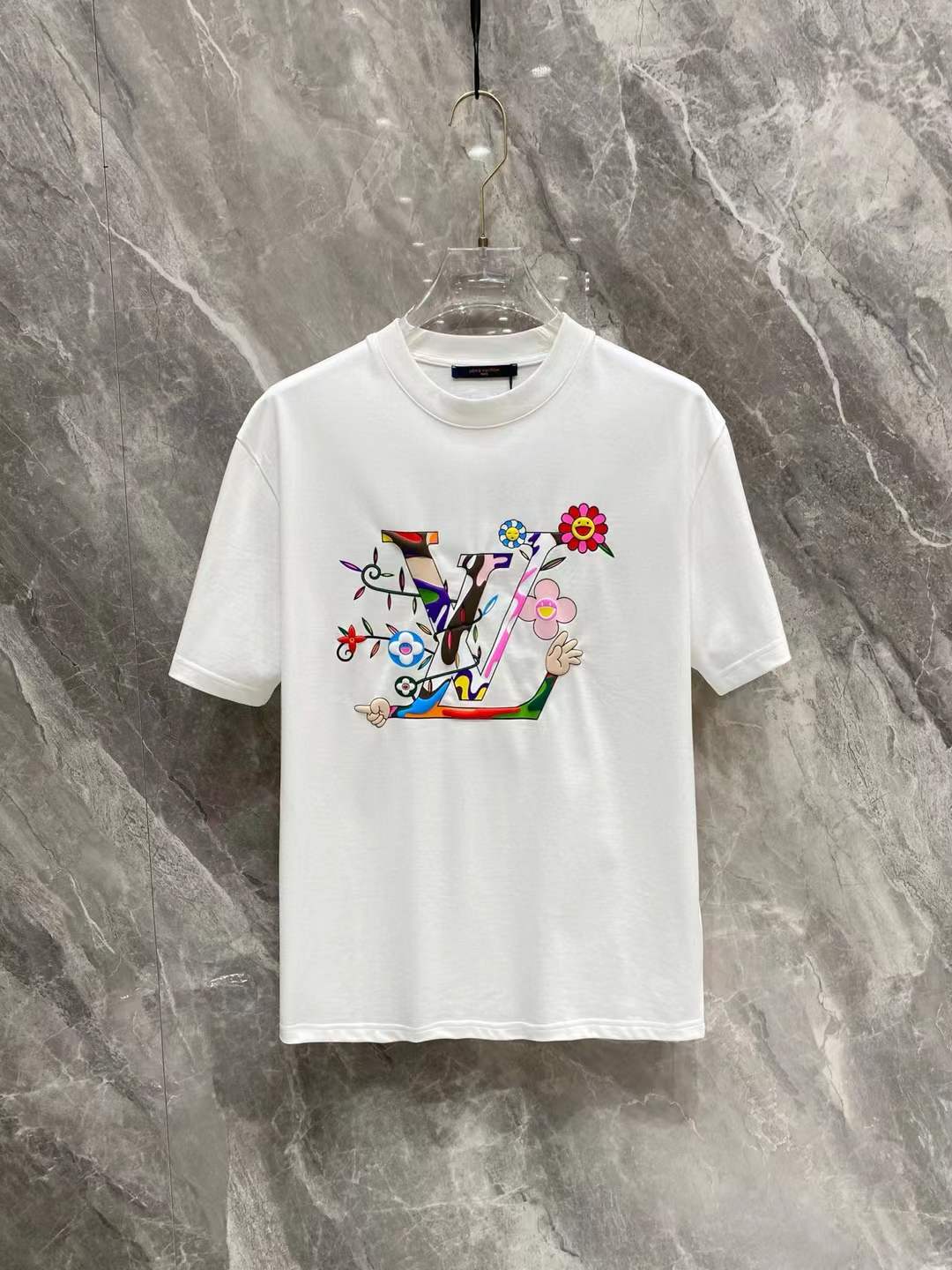 LV T-shirt with a colorful embroidered logo