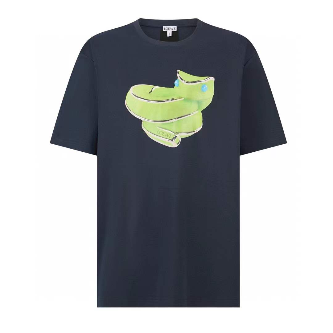 Loewe relaxed fit T-shirt in technical cotton with a Lunar New Year snake print at the front in black