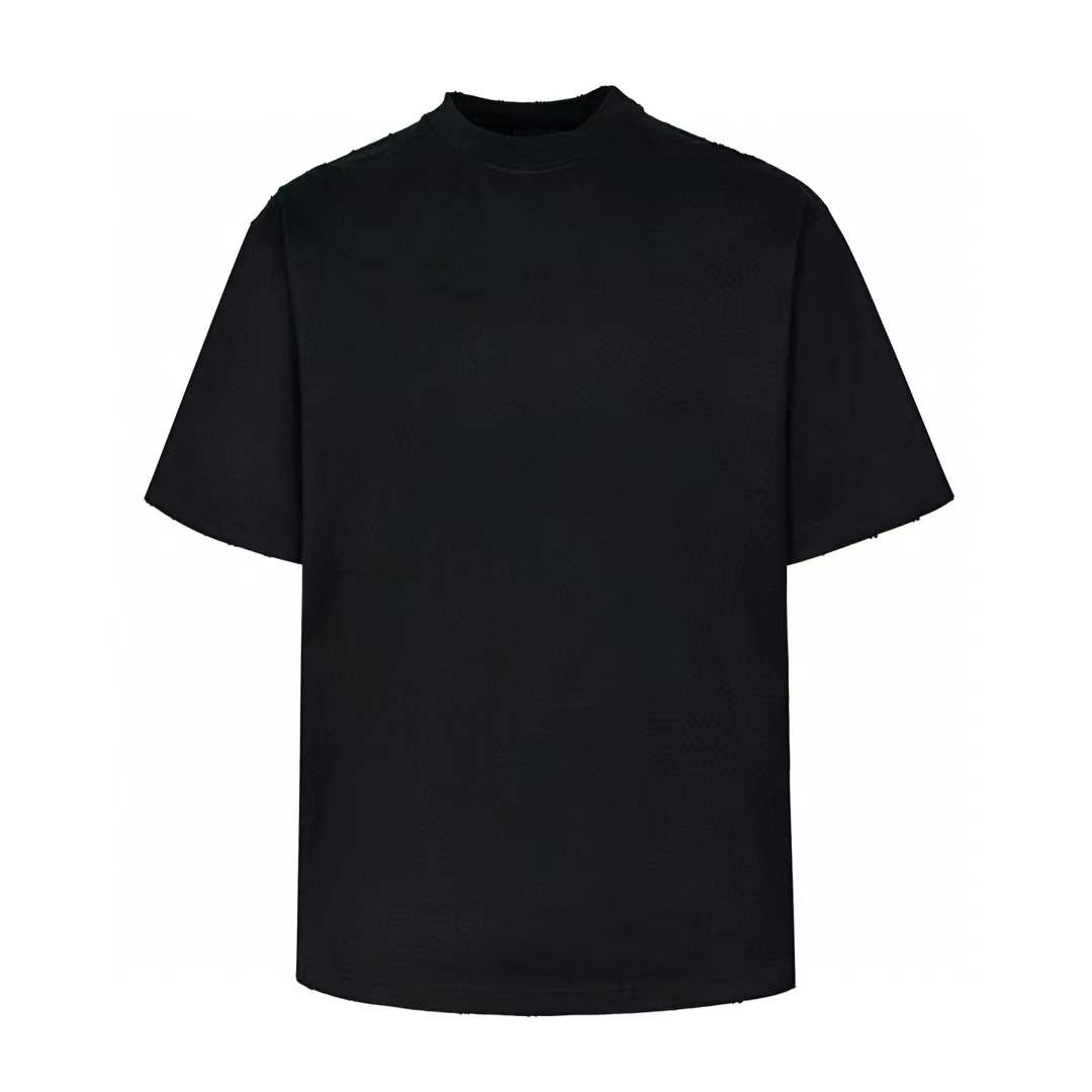 Balenciaga black cotton distressed t-shirt with a logo print on the back in a gothic or 'painted' font style