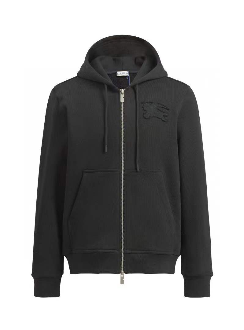 Burberry Zip Up Cotton Hoodie Black
