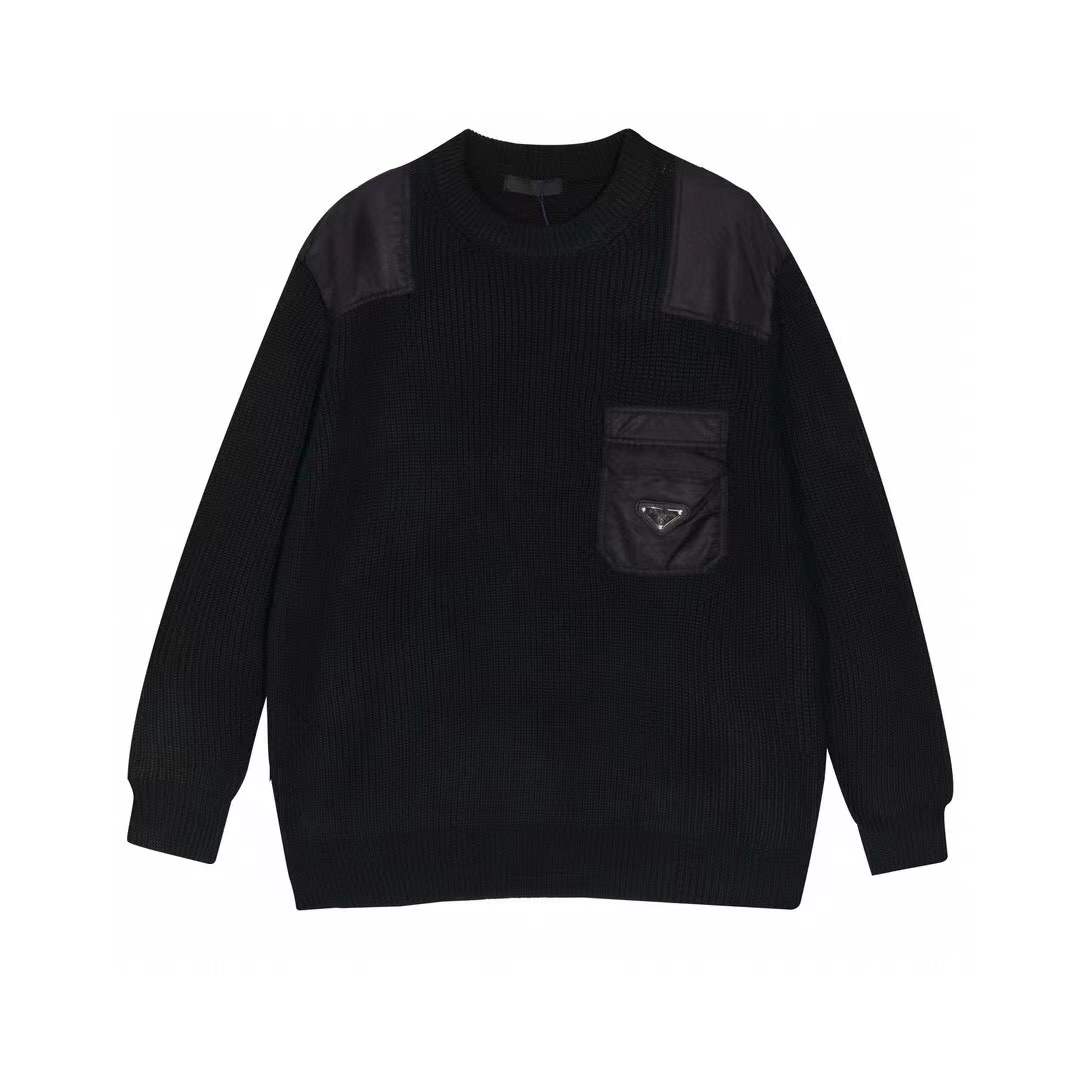 Prada triangle-logo panelled sweatshirt in black cotton and recycled nylon
