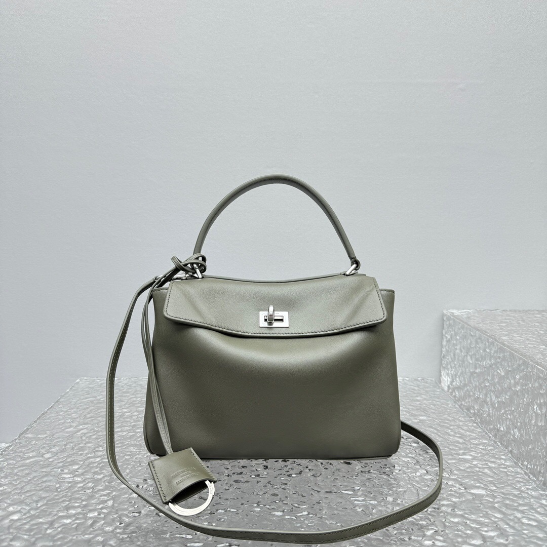 Balenciaga Medium Rodeo Top Handle Handbag in grey smooth calfskin leather