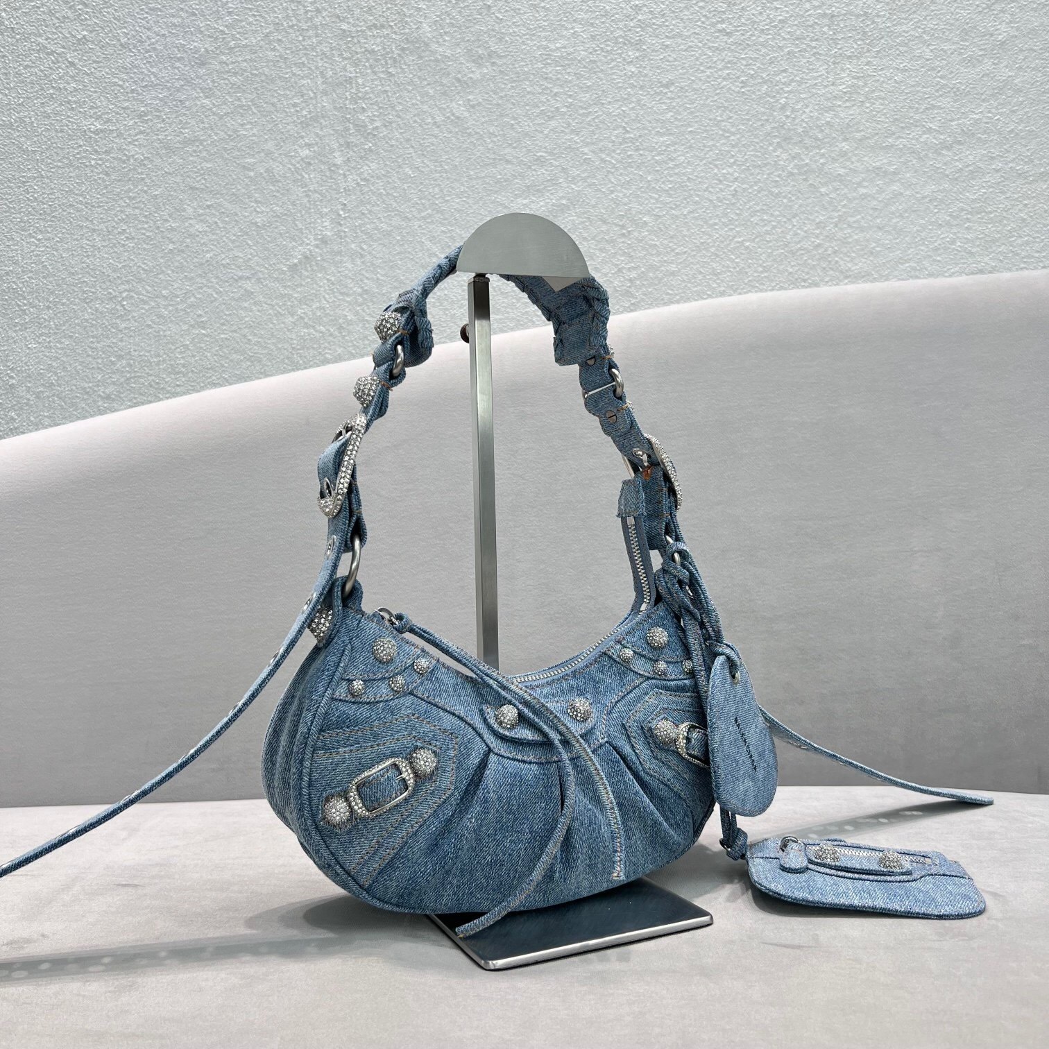 Balenciaga Le Cagole XS shoulder bag in blue denim