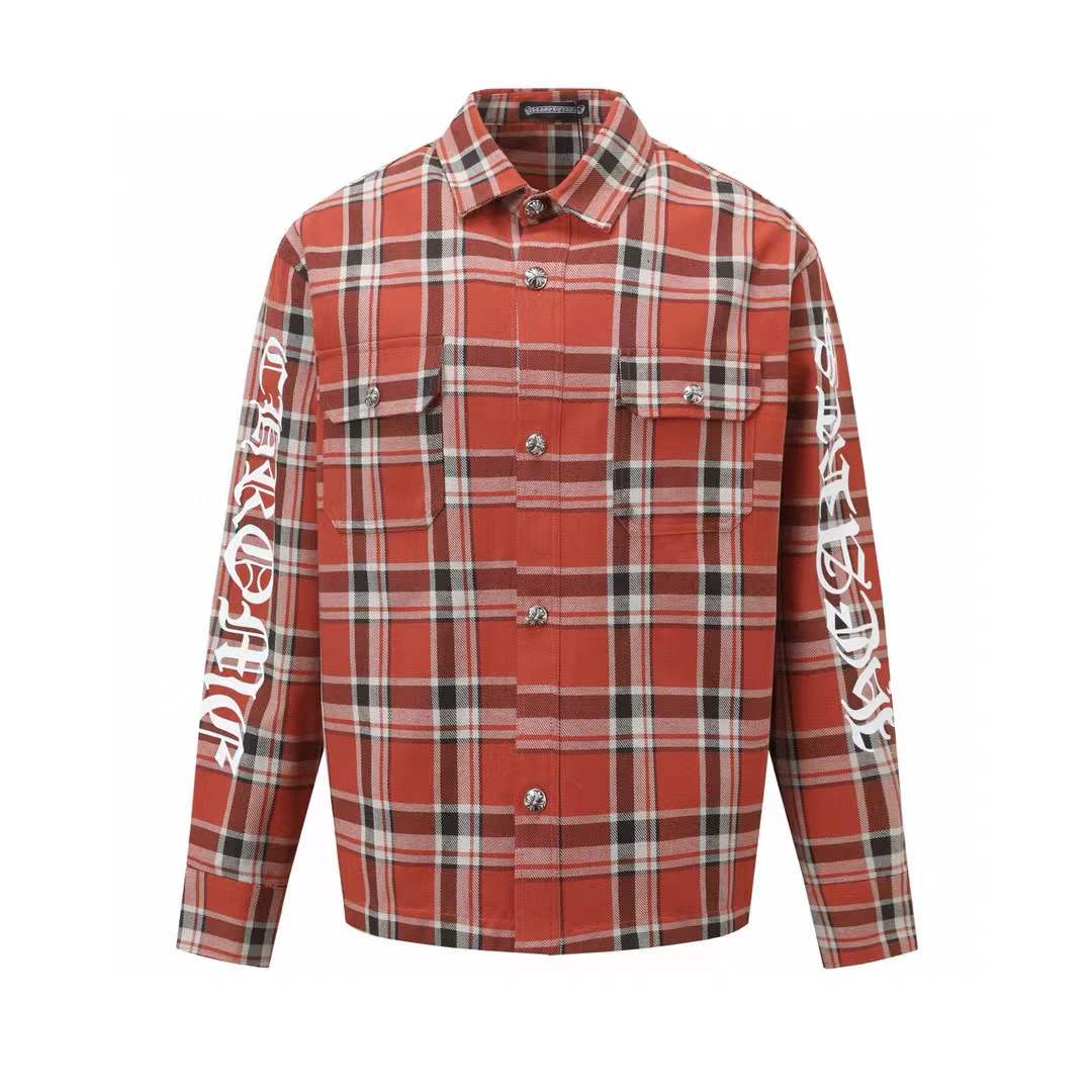 Chrome Hearts logo sleeve flannel shirt