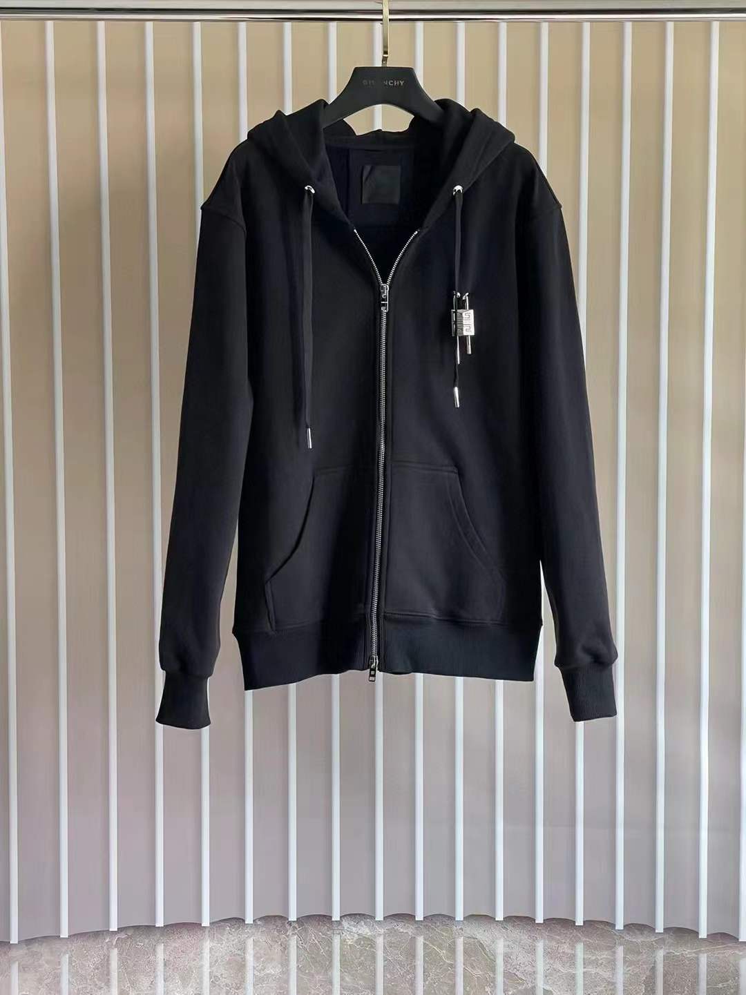 Givenchy black padlock zip-up hoodie