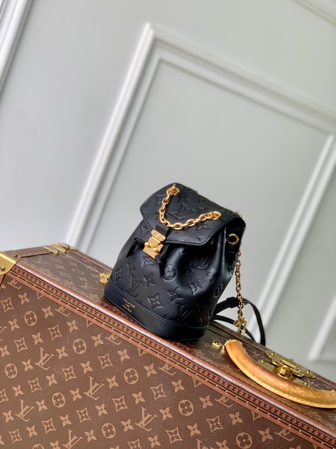 LV Nano Noé backpack in black Monogram Empreinte leather