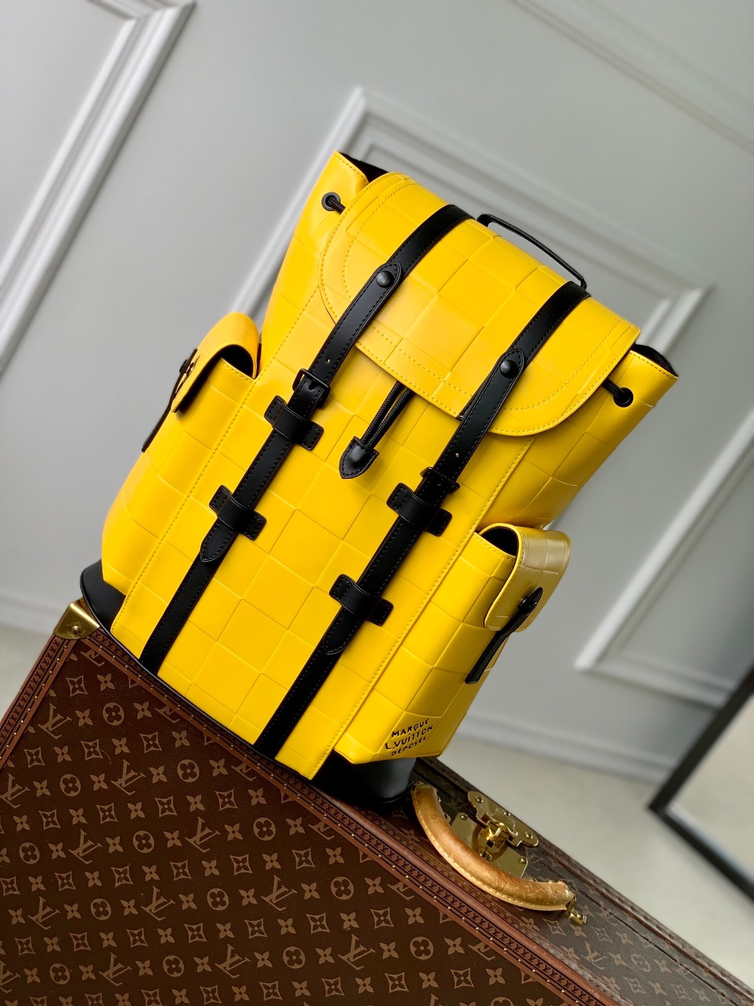 LV Christopher MM backpack in a yellow color