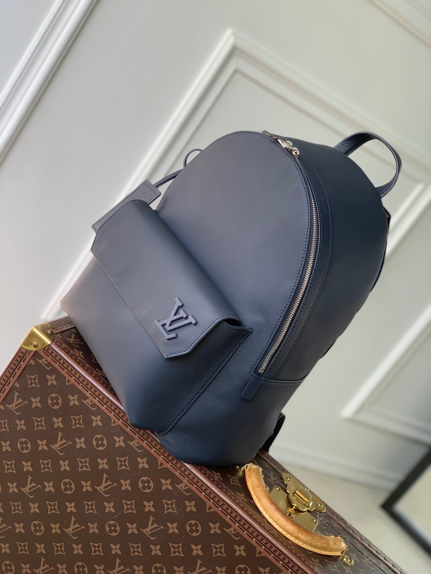 LV Takeoff Backpack in black Aerogram leather