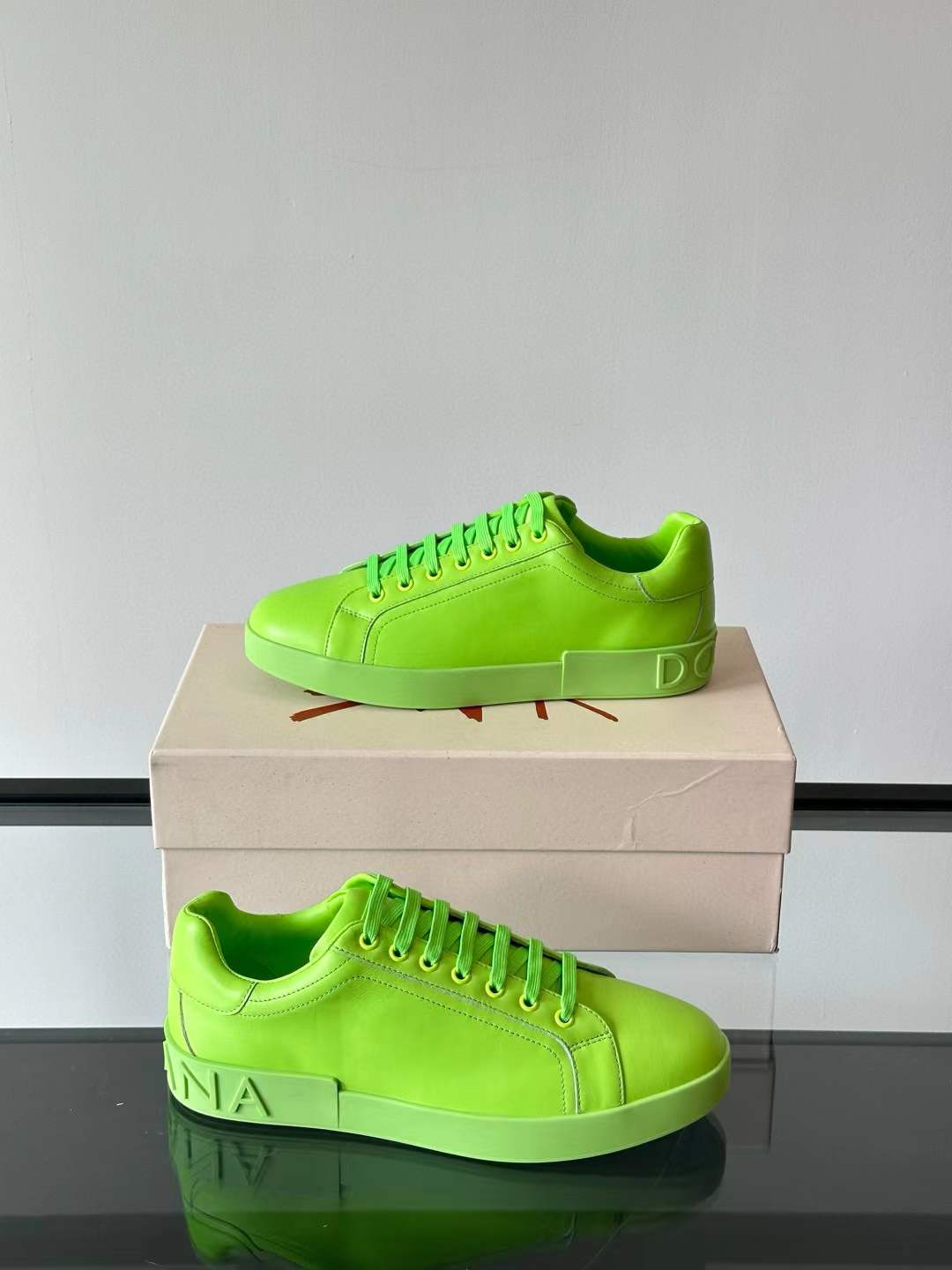 Dolce & Gabbana Portofino low-top sneakers in a fluorescent green hue