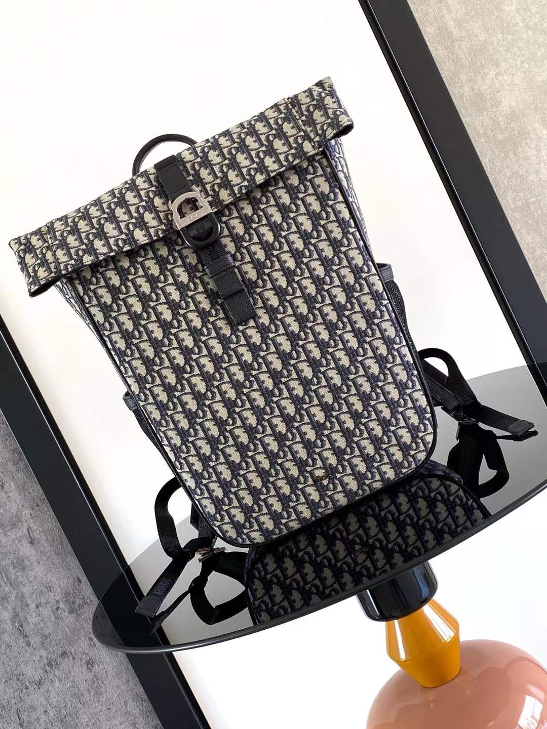 Dior Motion backpack in the black Dior Oblique jacquard and grained calfskin