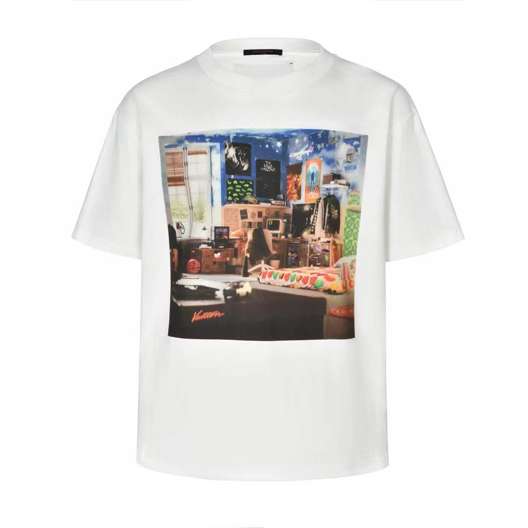 LV Graffiti T-Shirt in milky white cotton
