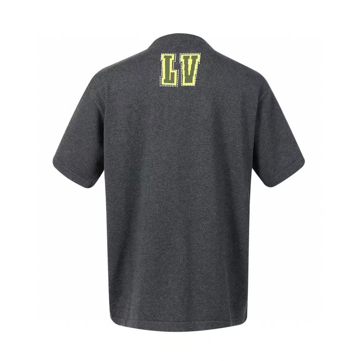 LV Embellished Short-Sleeved Cotton Crewneck T-shirt in the Gargoyle color