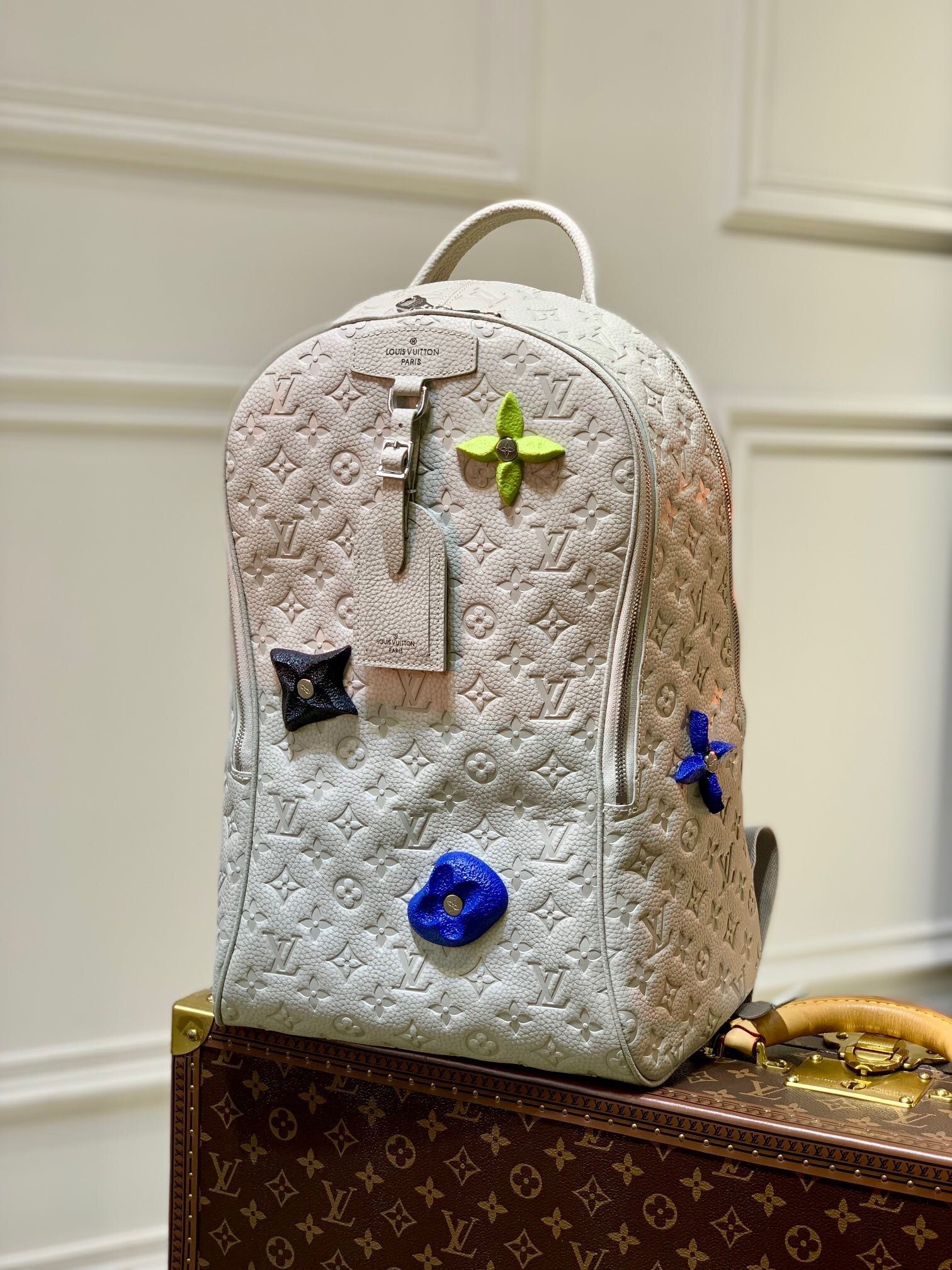 LV Ellipse Backpack in Granite Taurillon Monogram embossed cowhide leather with acrylic climbing holds