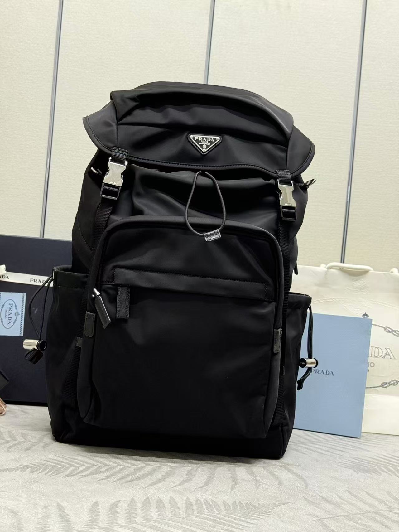 Prada Re-Nylon and Saffiano leather backpack in black