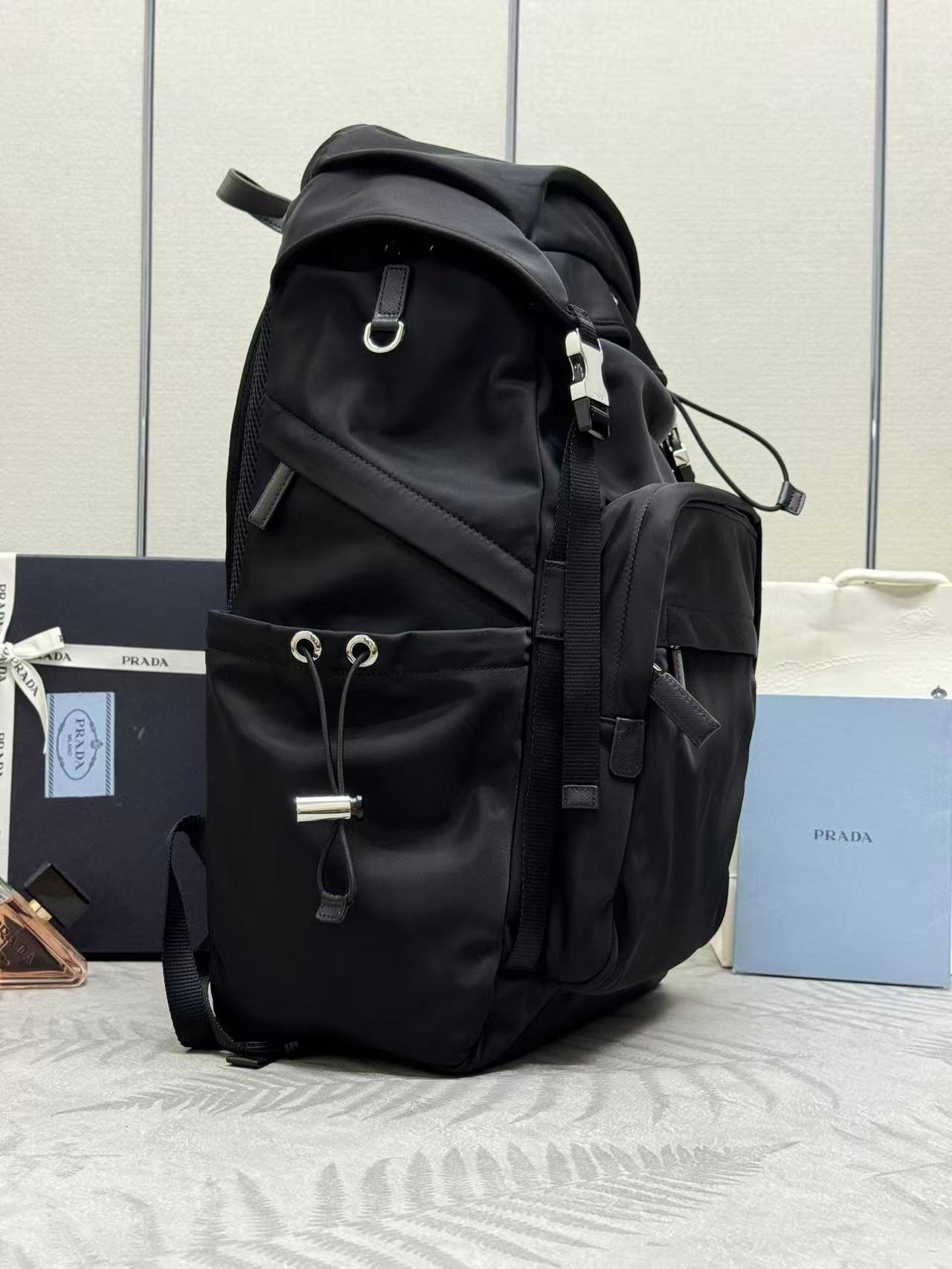 Prada Re-Nylon and Saffiano leather backpack in black