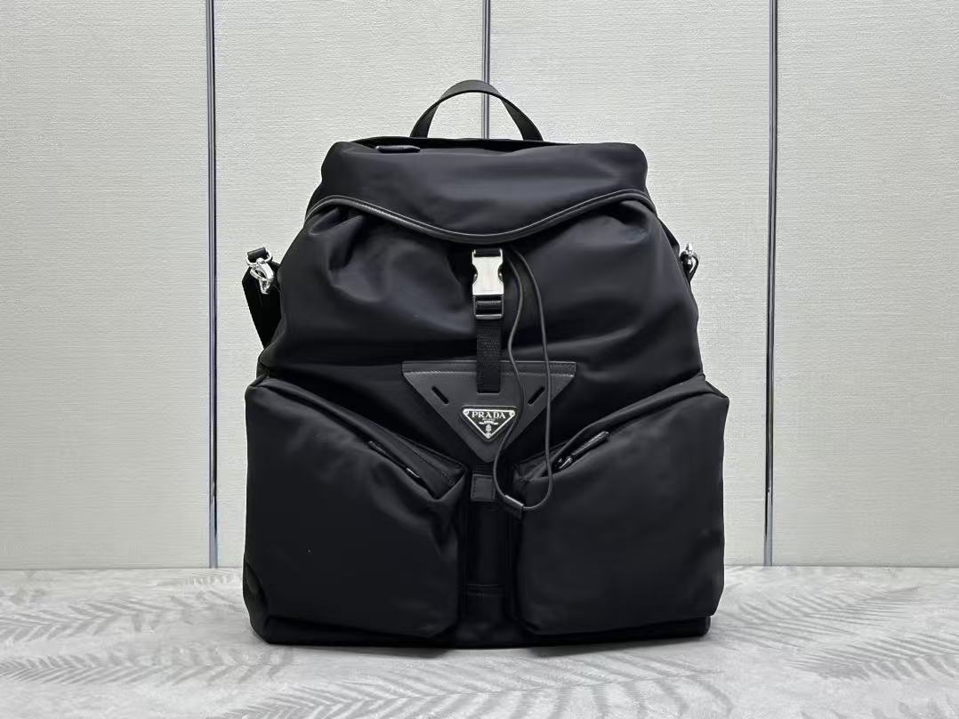 Prada Re-Nylon and leather backpack black