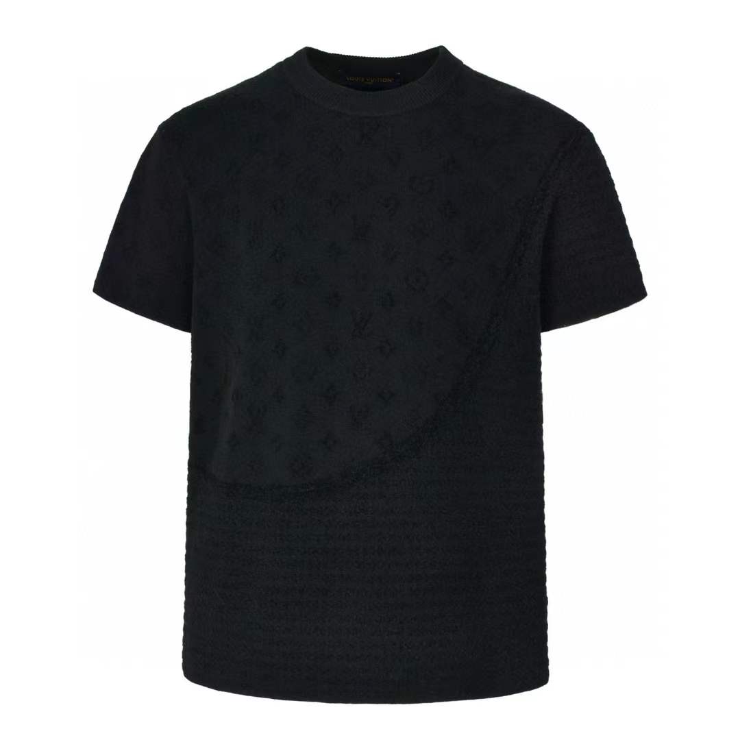 LV Graphic Jacquard Short-Sleeved Crewneck T-shirt in black