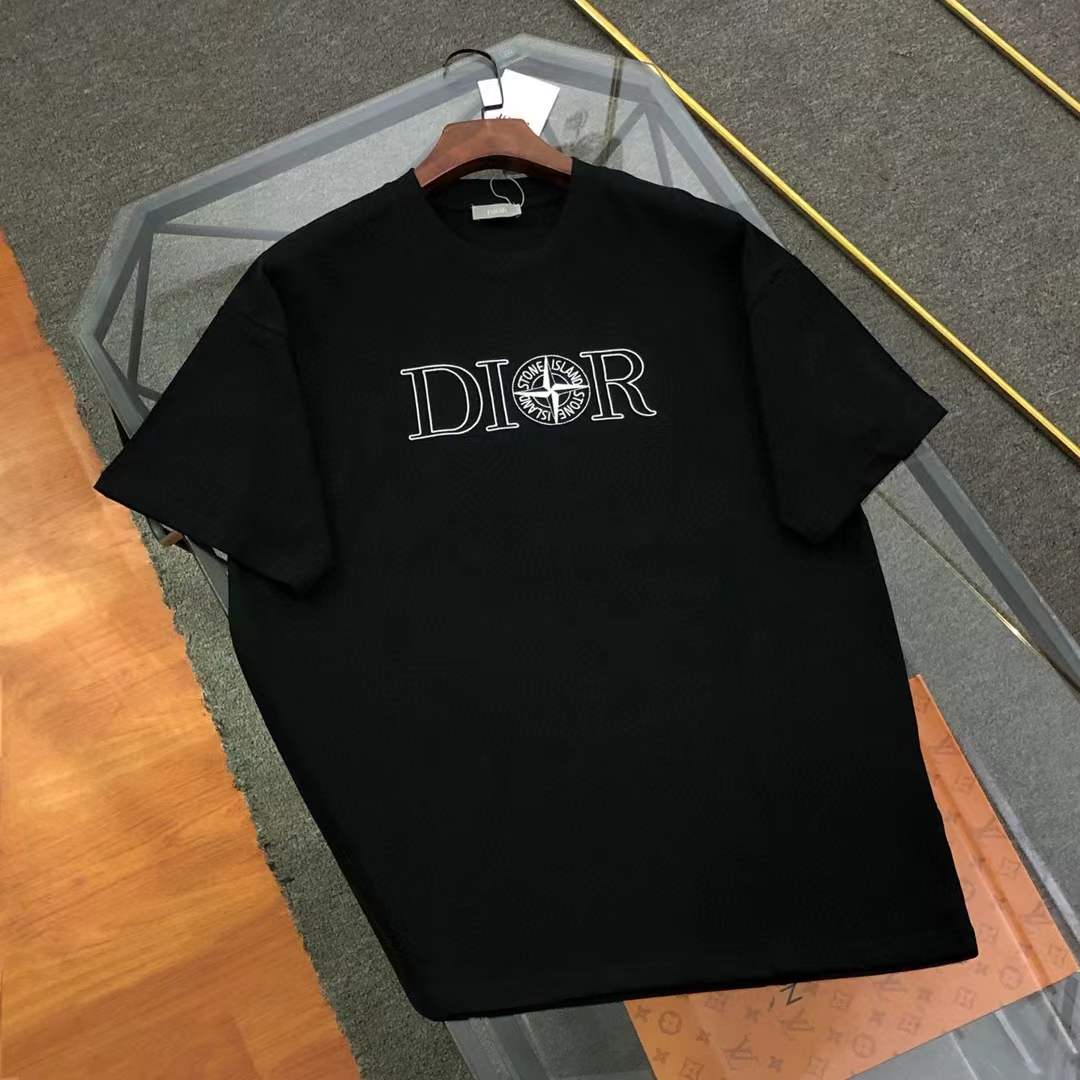 Dior x Stone Island Oversized Fit T-Shirt in black cotton jersey