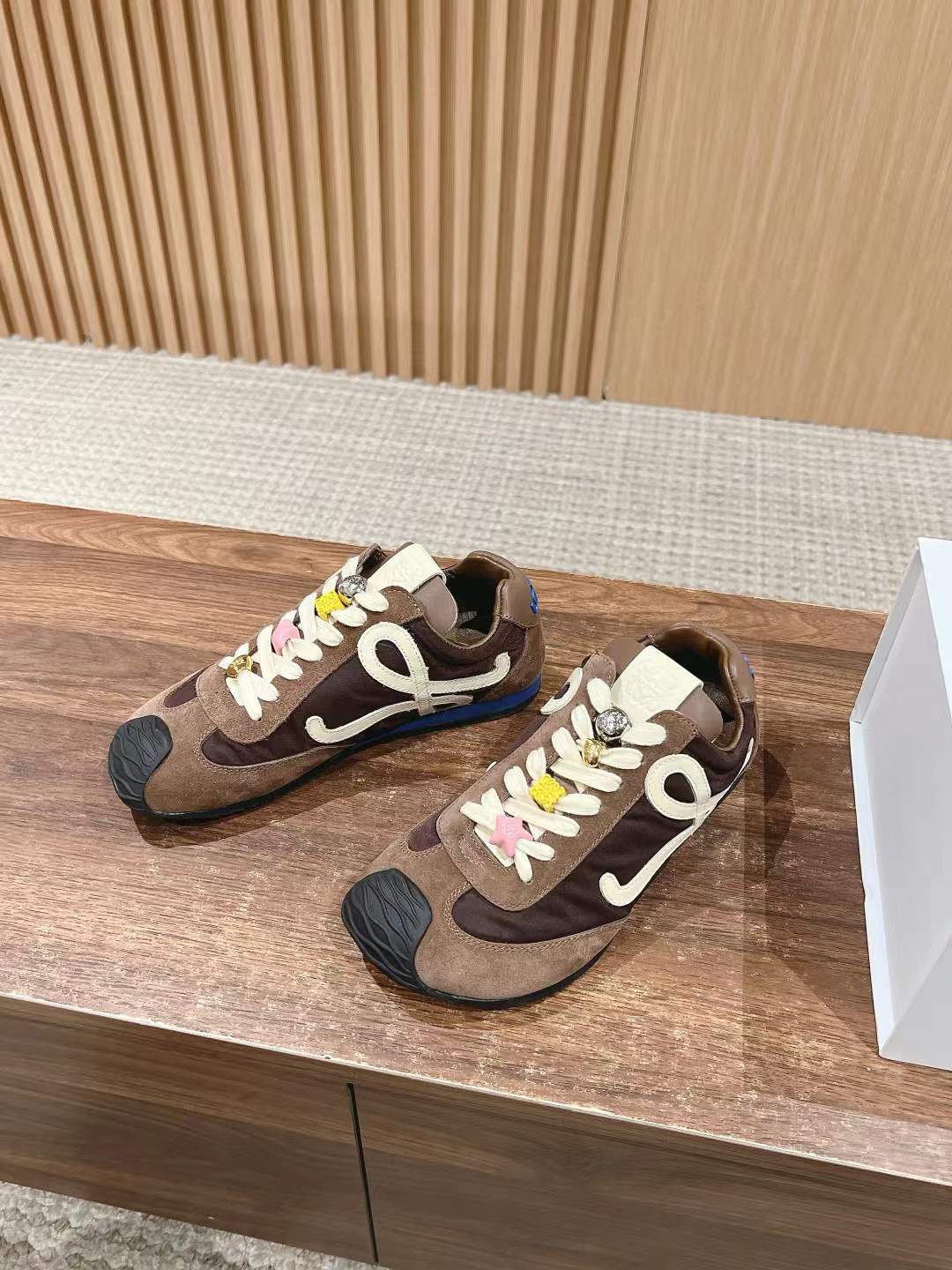 Loewe Flow Runner 2.0 sneakers in nylon and suede in a brown colorway