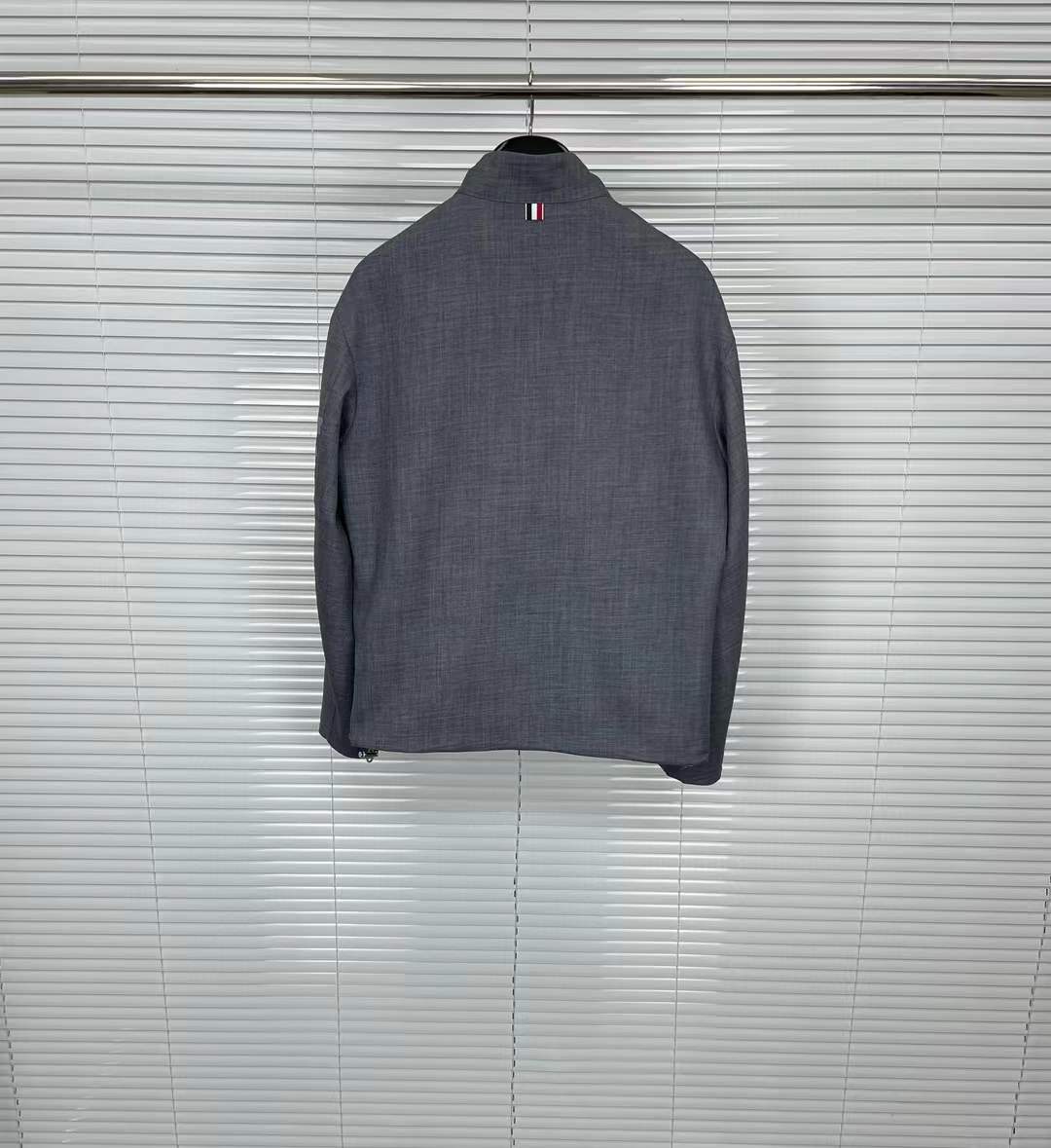 Thom Browne 4-Bar striped wool-cashmere blend jacket in medium grey