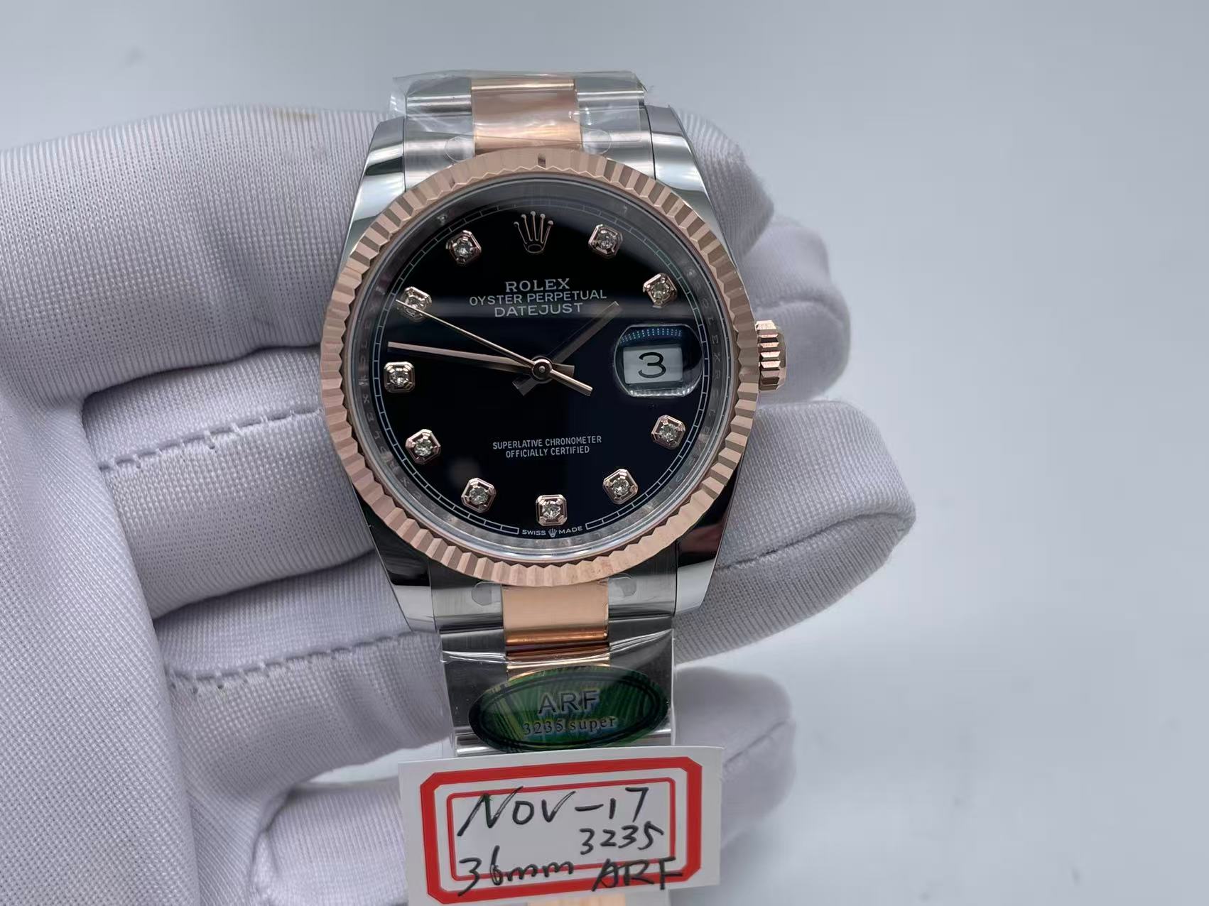 RDJ0462C - DJ 36mm Jub Flt 904L RG/SS Blk/Dia GMF VR3235 $408