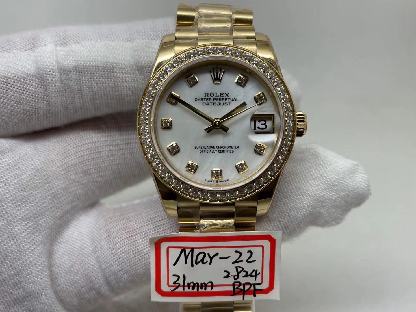 BPF Datejust rose gold & yellow gold diamond watches