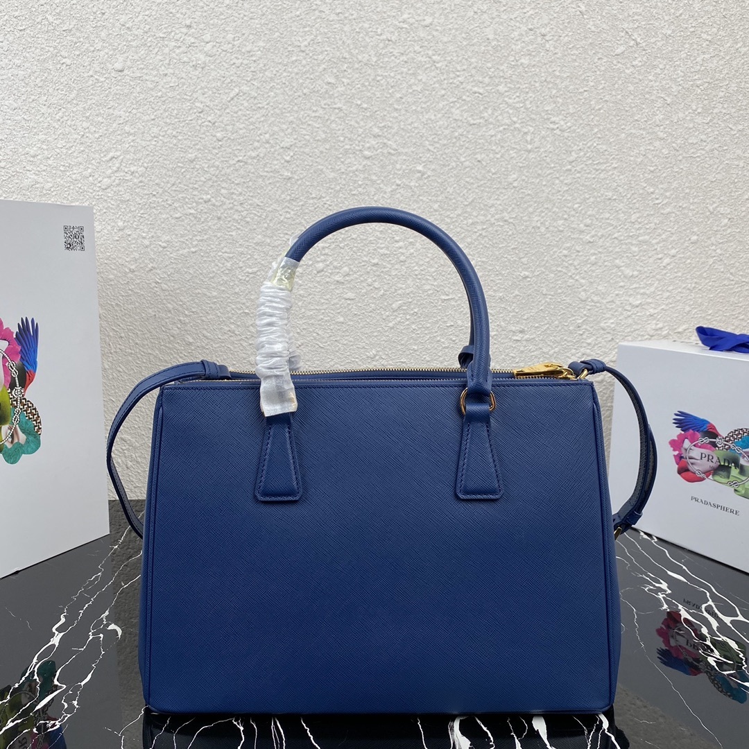 Prada Galleria Saffiano leather bag in a blue color