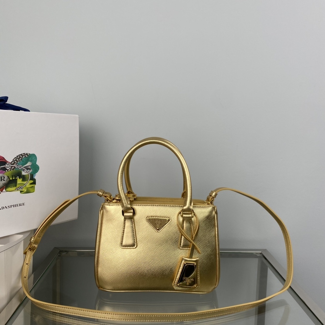 Prada Galleria Saffiano mini tote bag in gold-tone calf leather
