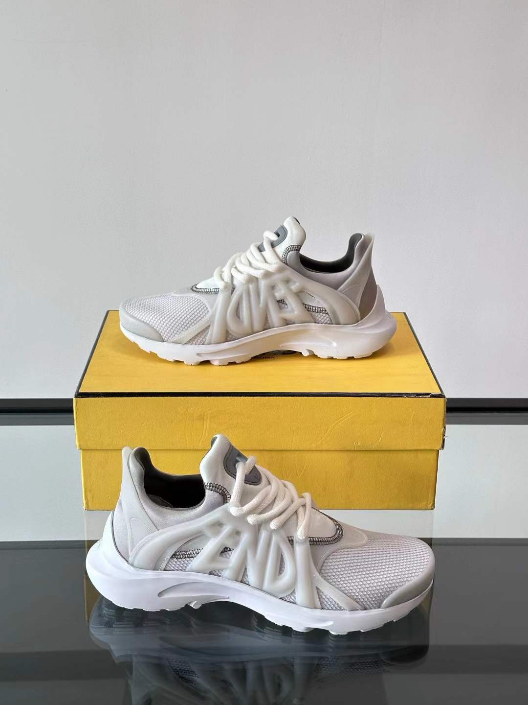 Fendi Tag technical mesh sneakers in white