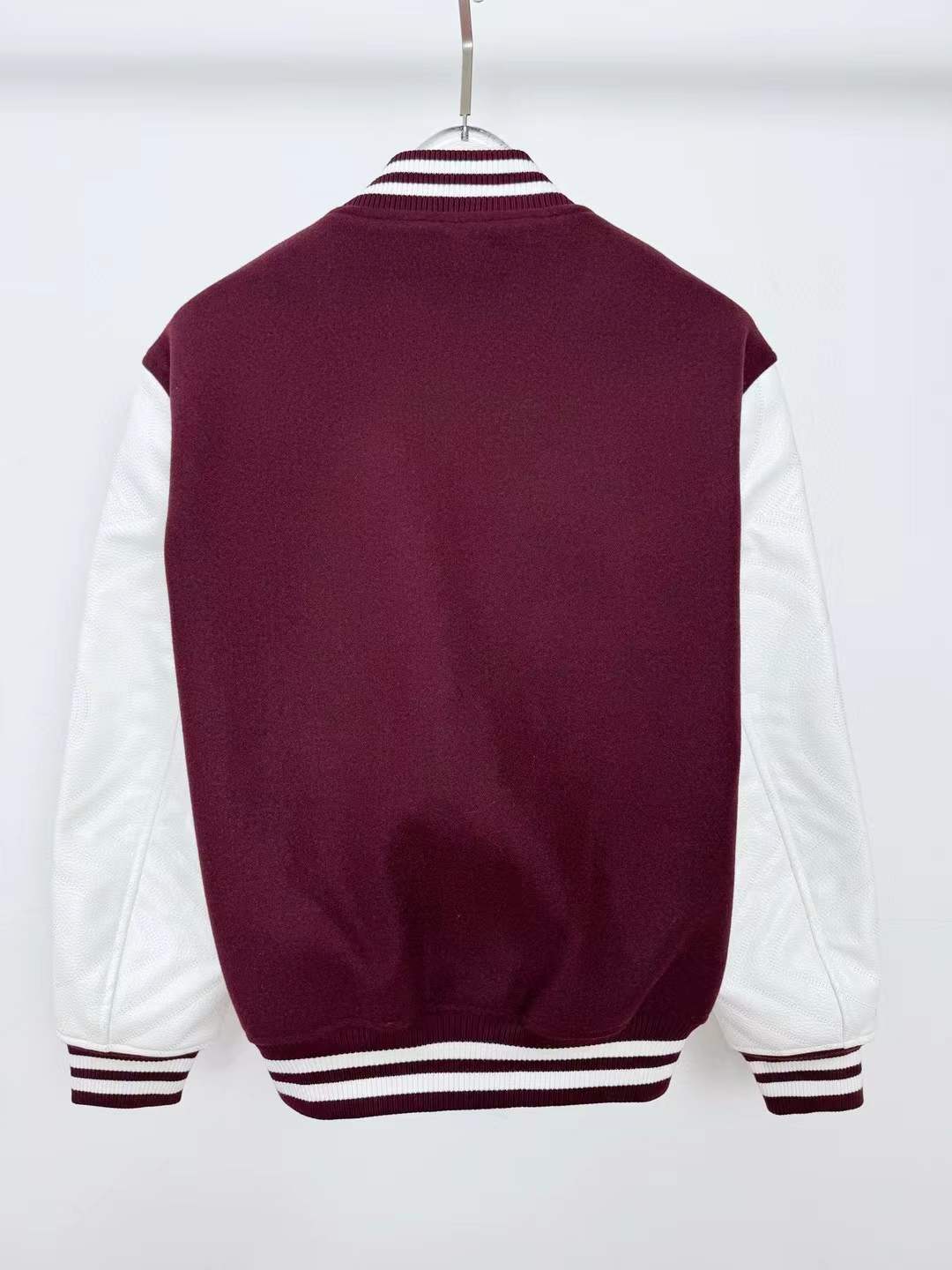 LV Embroidered Calfskin Varsity Jacket in Bordeaux