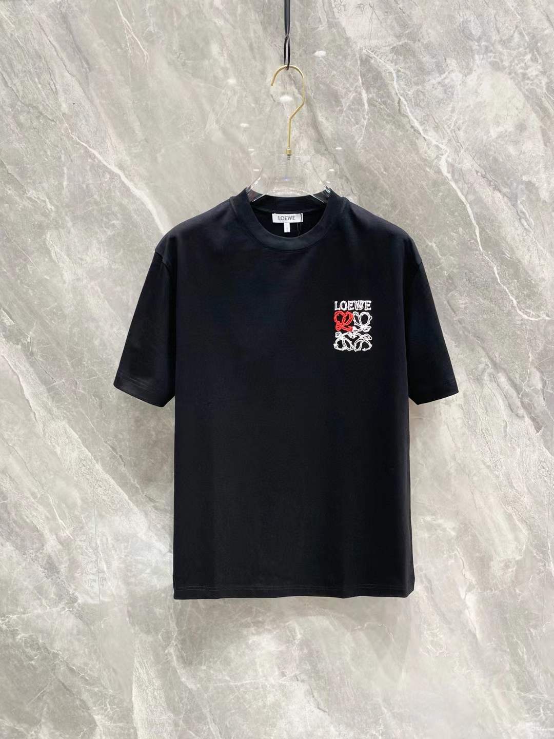 Loewe black cotton T-shirt with an Anagram logo detail