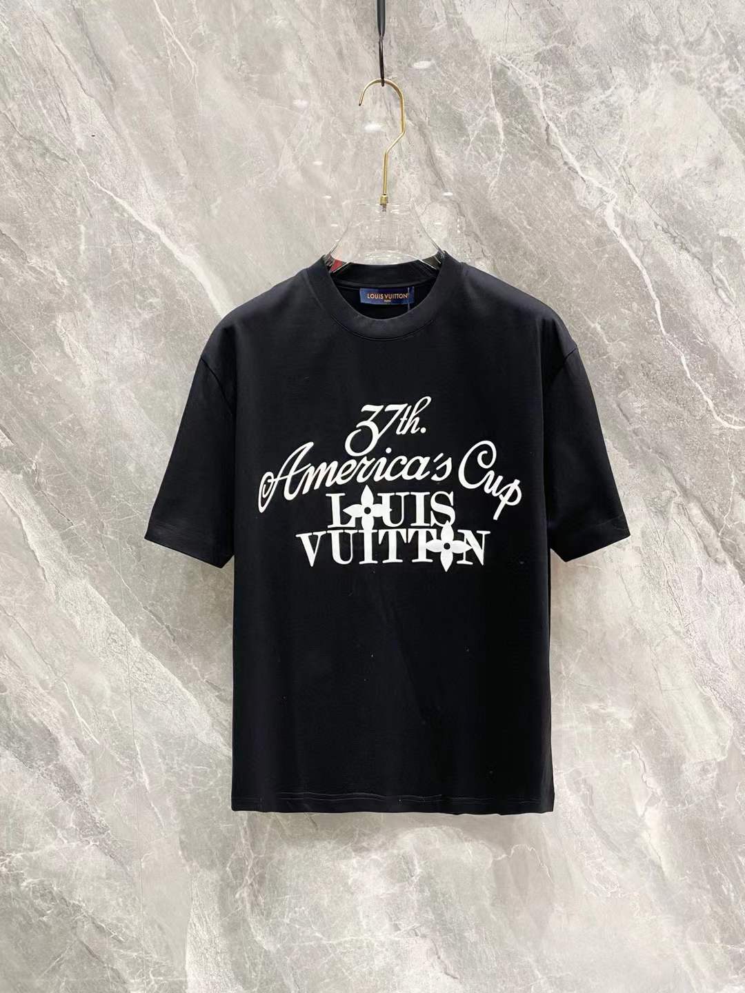 LV T-shirt featuring "37th. America's Cup" and "LOUIS VUITTON" text and logos