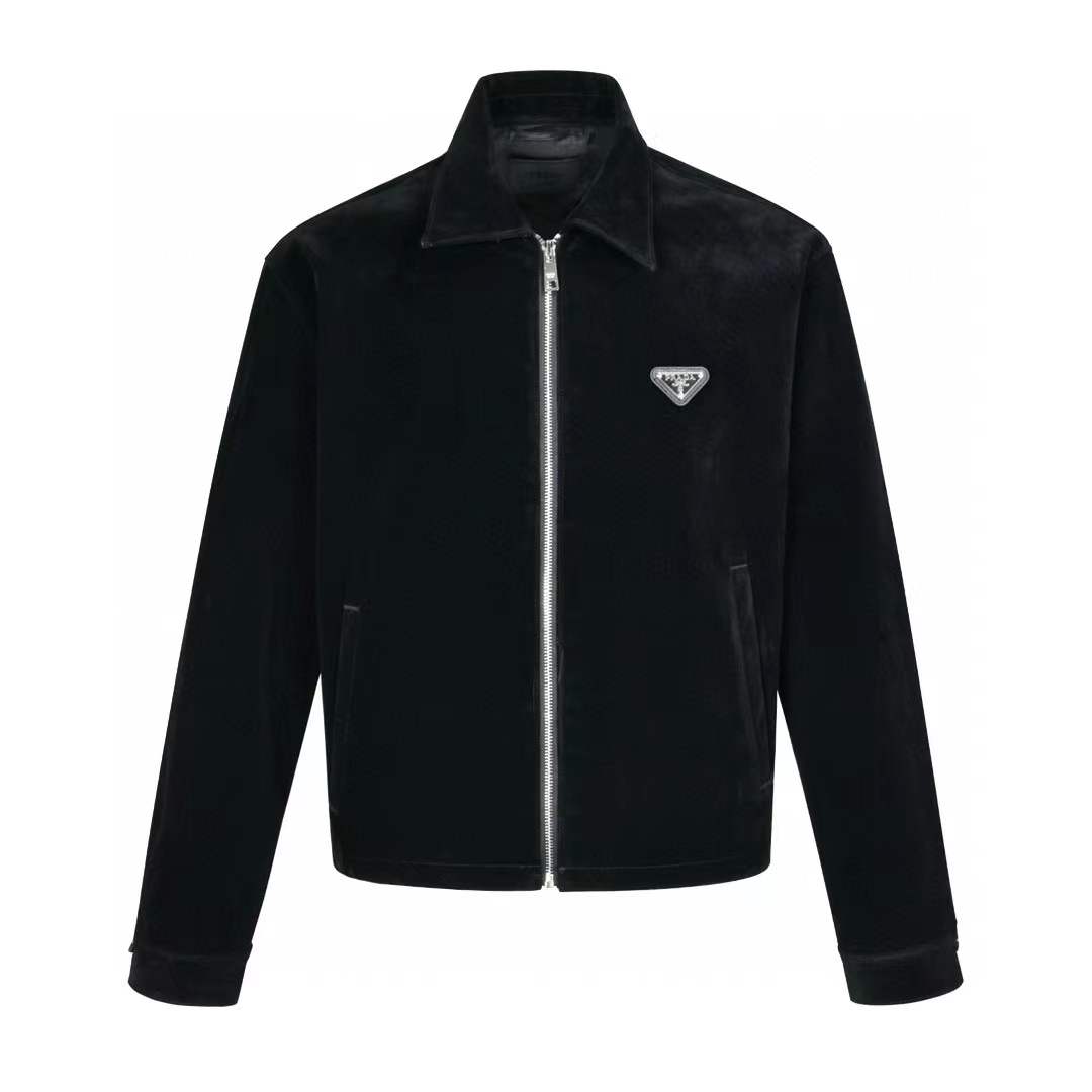 Prada triangle-logo velvet blouson jacket