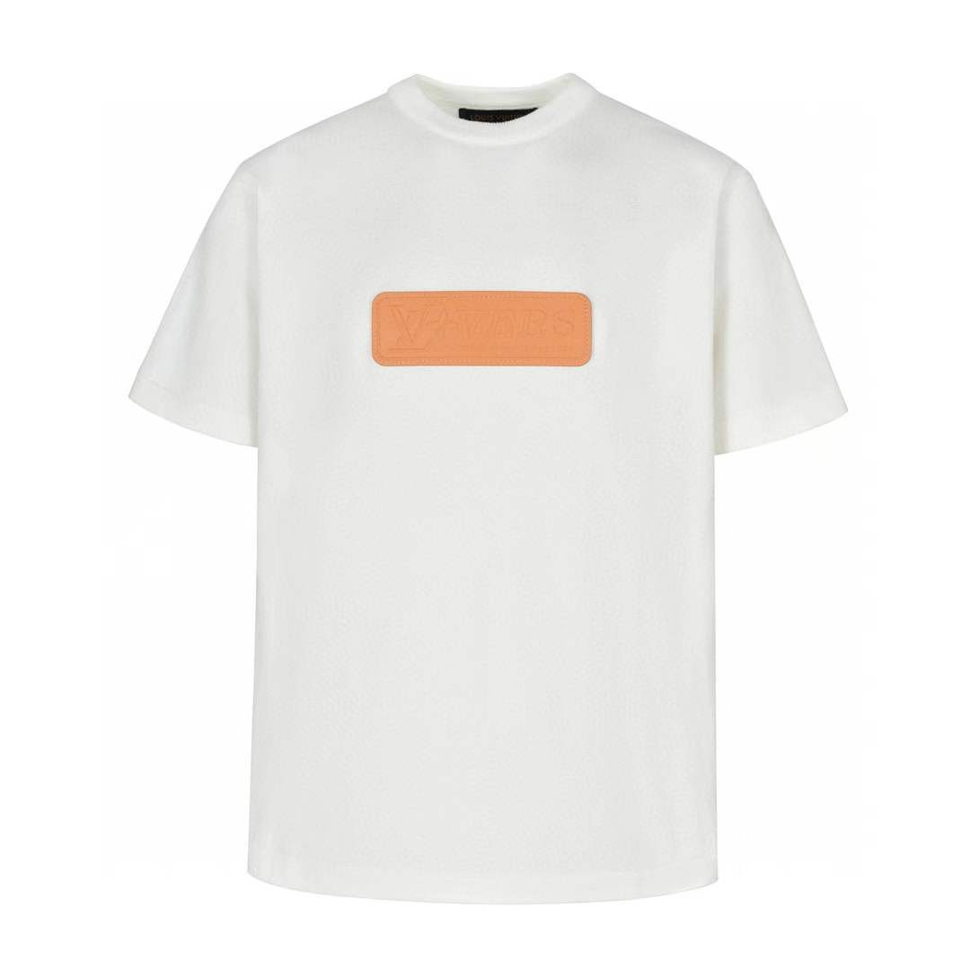 LV VVN Patch Short-Sleeved Cotton Crewneck T-shirt in white