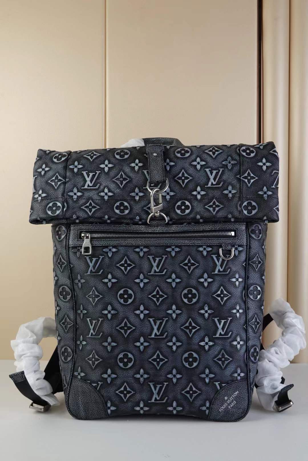LV Monogram Roll-Top Backpack in leather