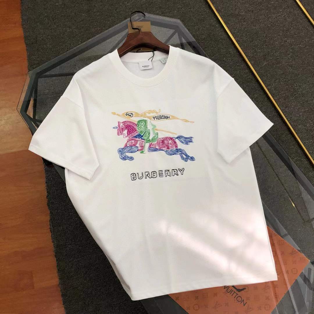 Burberry cotton t-shirt colorful embroidered graphic of the brand's signature Equestrian Knight Design (EKD)