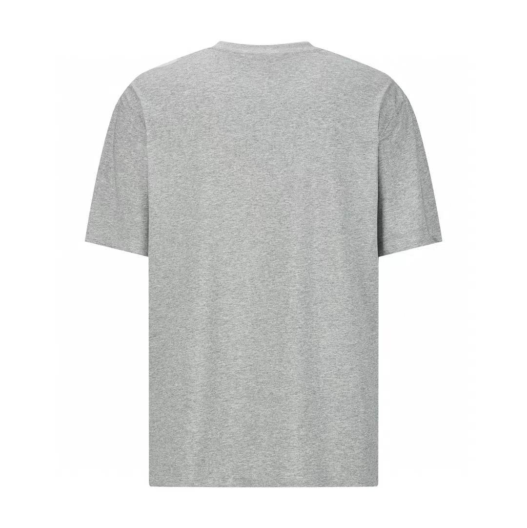 Loewe Relaxed fit T-shirt in grey melange cotton with a logo or Anagram embroidery pocket on the chest