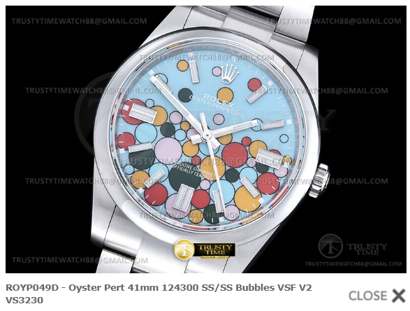 ROYP049D - Oyster Pert 41mm 124300 SS/SS Bubbles VSF V2 VS3230 $498
